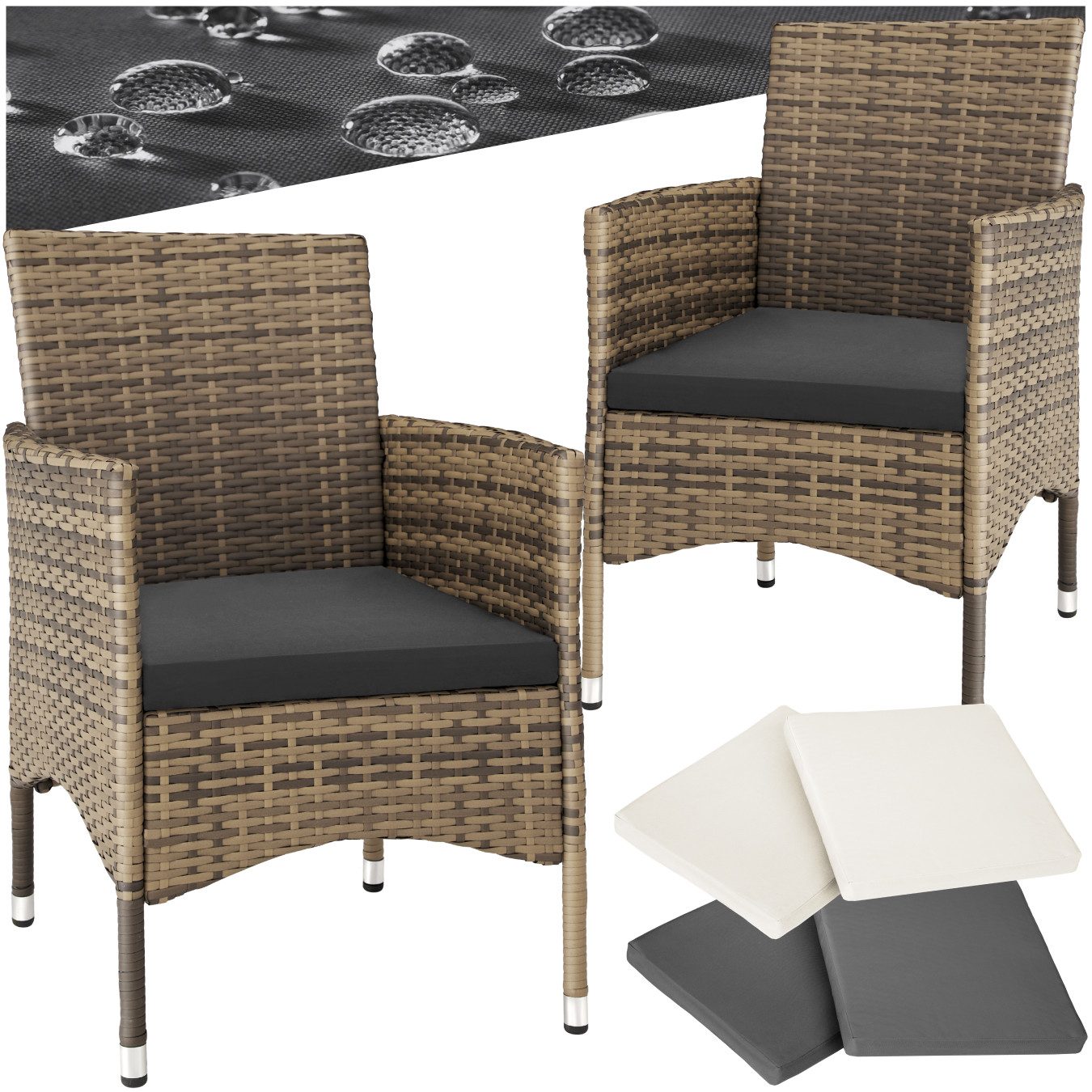 tectake Rattanstuhl 2er Set Rattanstuhl (Set, günstig online kaufen