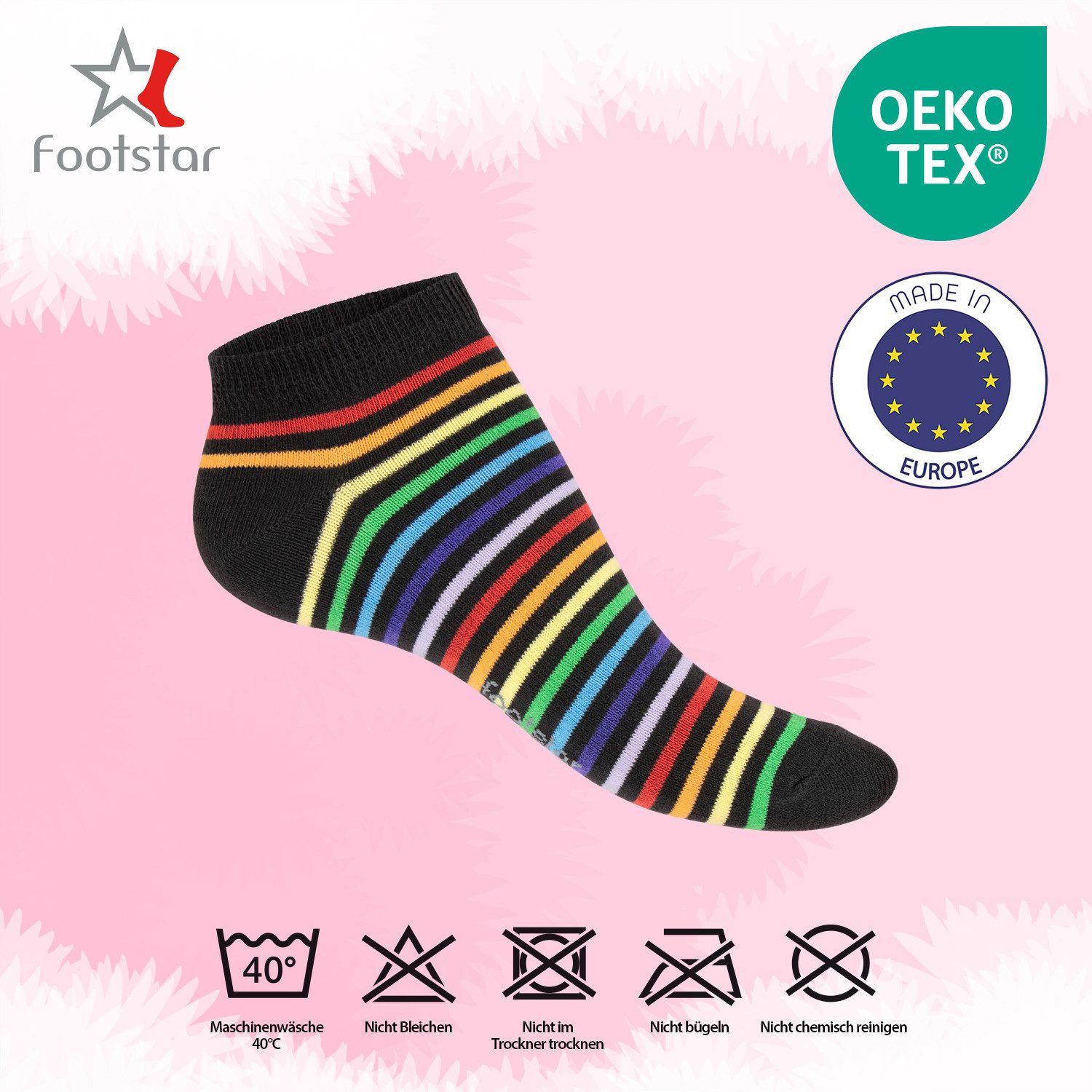 Footstar Sneakersocken Süße Damen Sneaker Socken (8 Paar) Kurze Söckchen mit Muster (8-Paar)