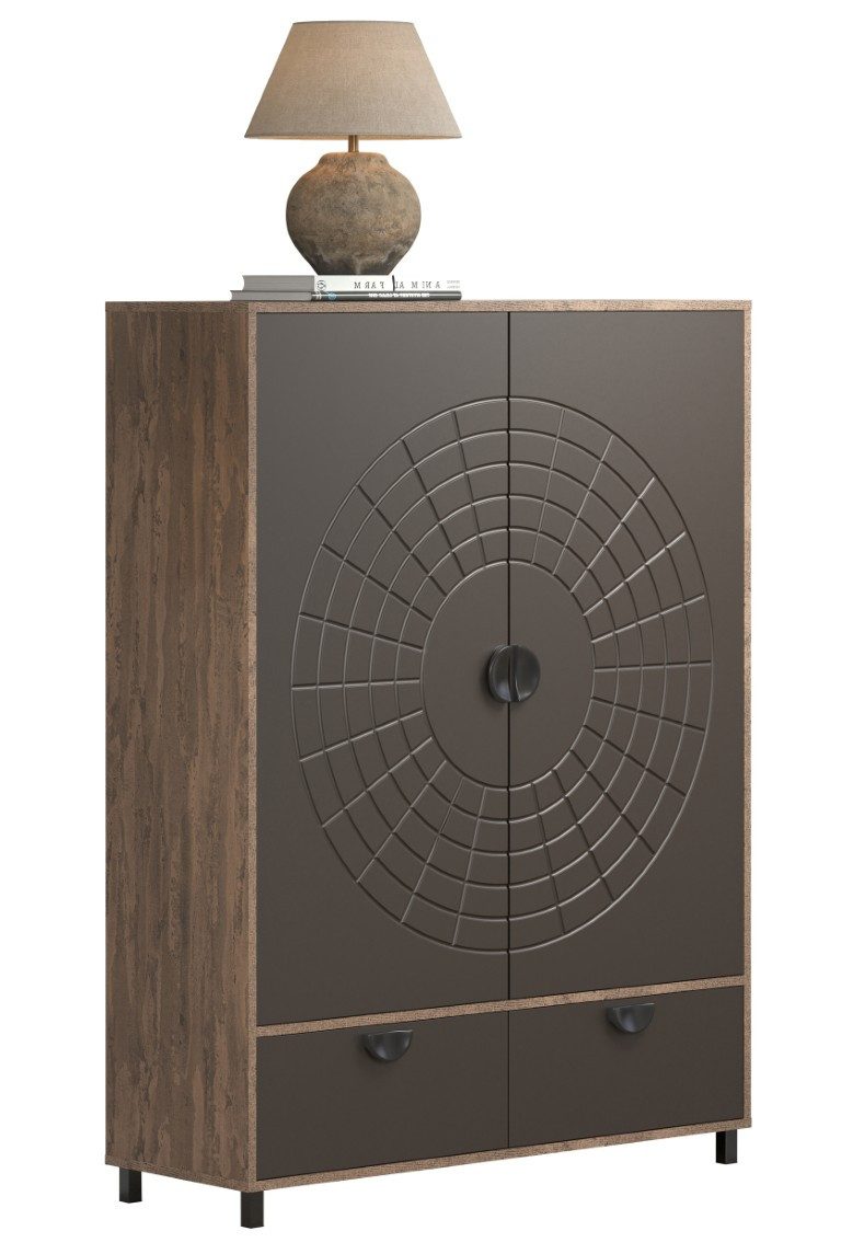 trendteam Vitrine Highboard Fusion, Rostoptik Rusty Flow / Perlbronze (no-Set)
