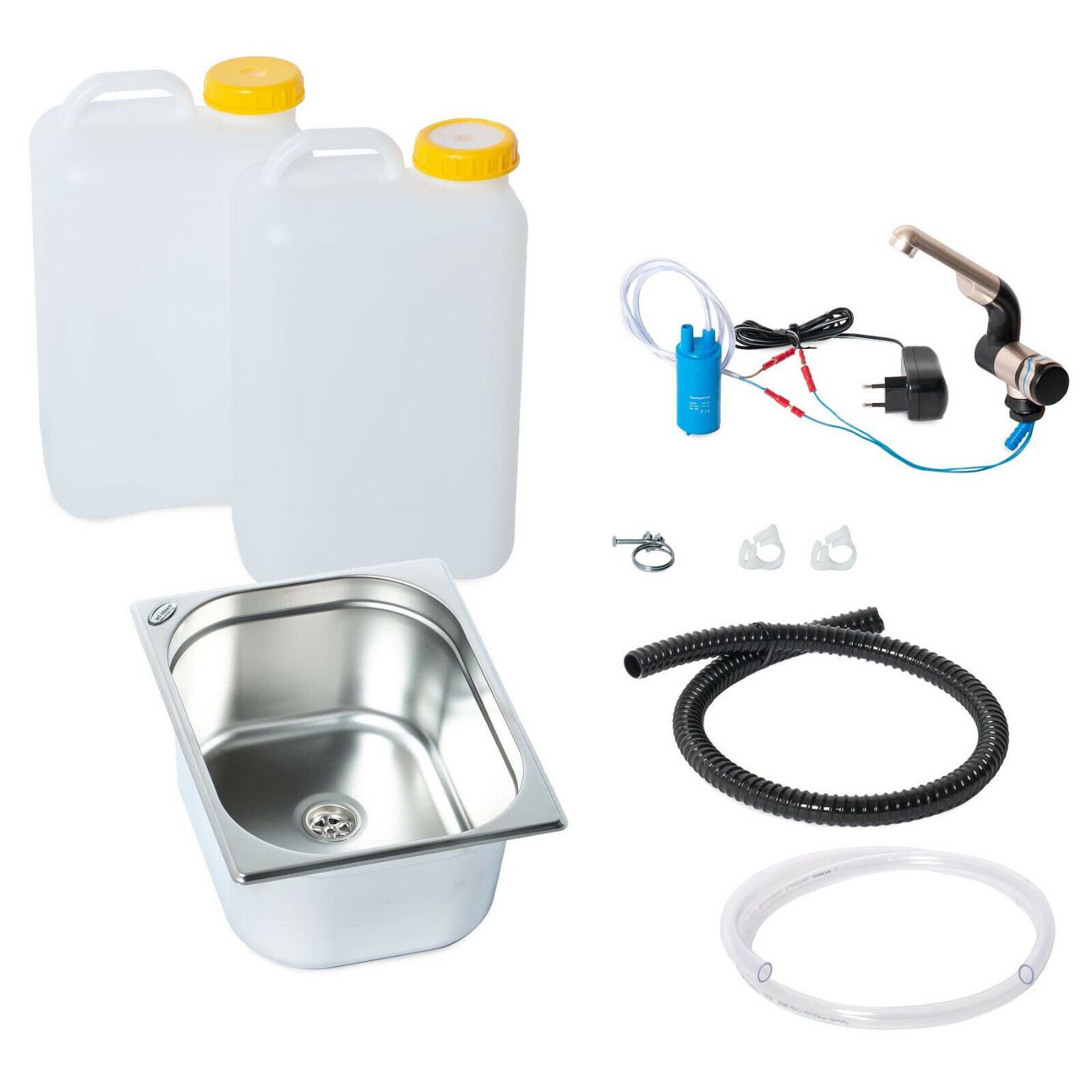 ad-ideen Waschbecken 230V Camper Küche Bausatz 325x265x150mm Barwig Chrom 19L Vito Transit