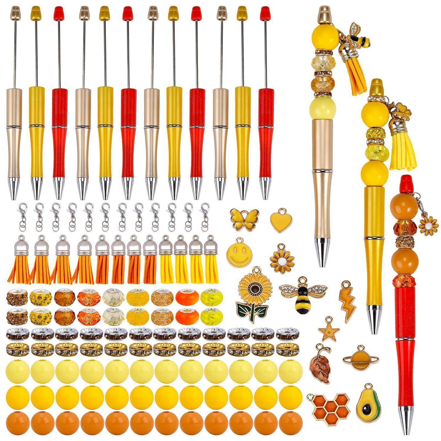 LuxusKollektion Kugelschreiber Perlenstifte DIY Bastelset 12St Gelb