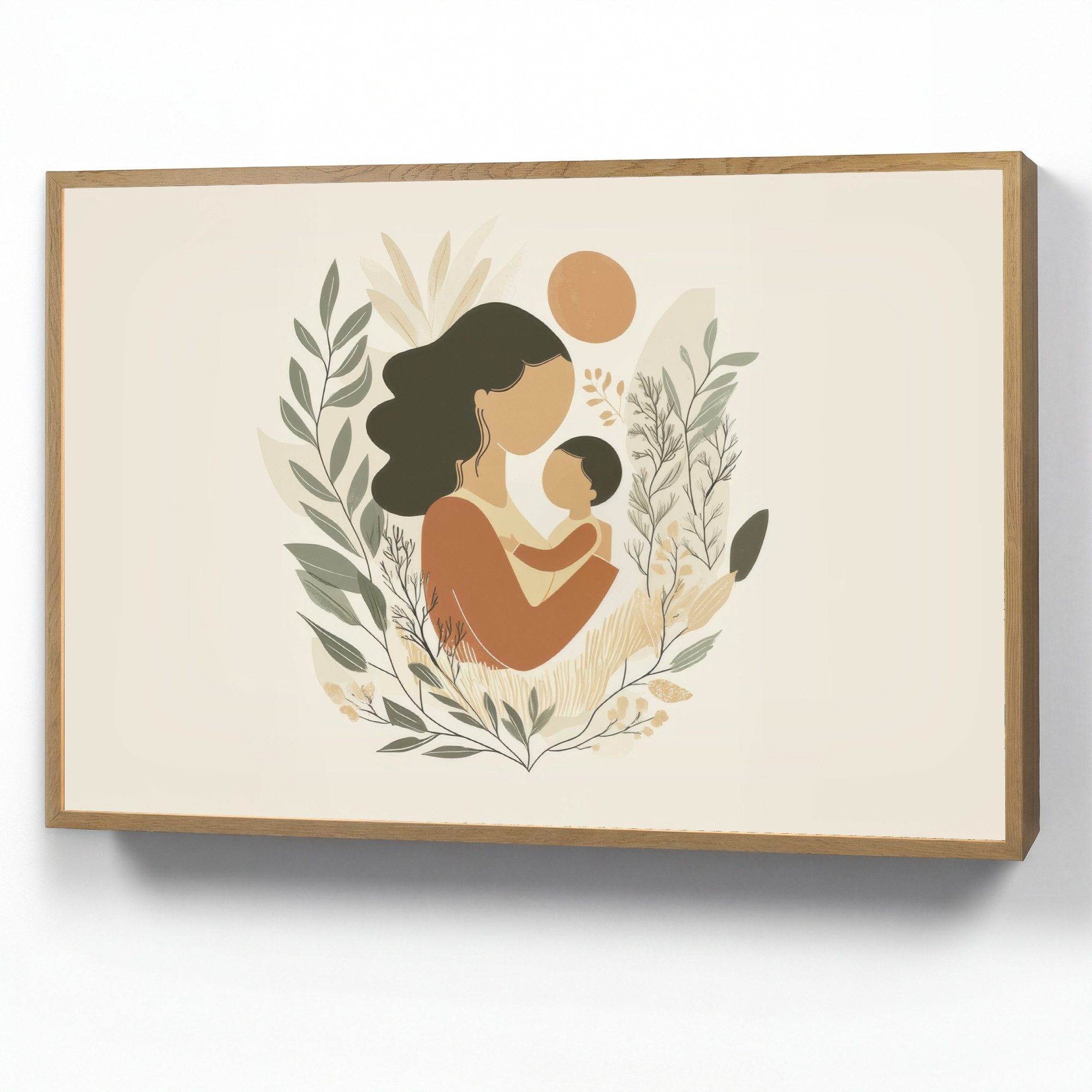 OnlyWow Wandleuchte Lightbox Illustration - Mutter - Kind - Liebevoll, Dimmbar, Farbwechsel, LED, Warmweiß, Kaltweiß, Neutralweiß Einstellbar, Wandlampe Innen, Dimmbar, Aufladbarer USB Akku, LED, Modern