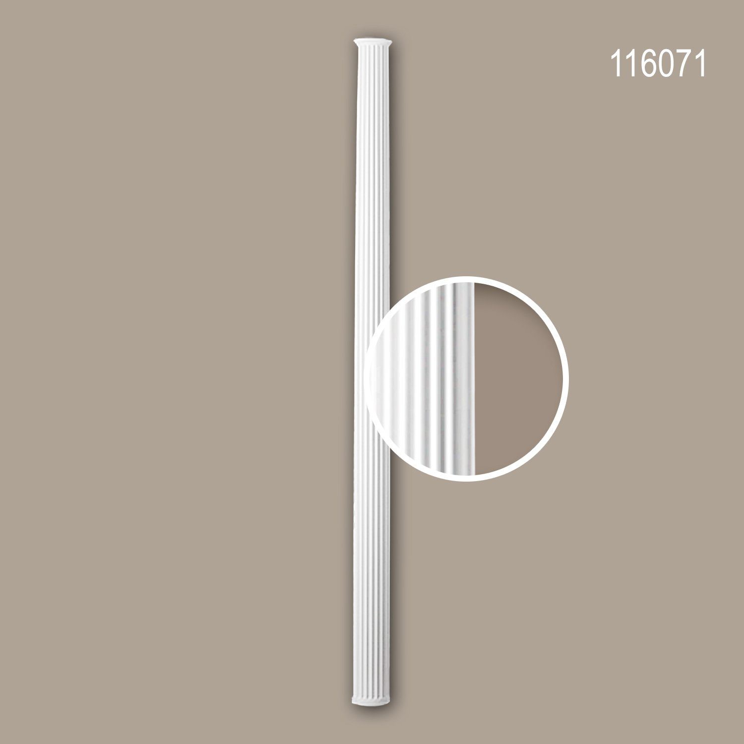 Profhome Wanddekoobjekt 116071 (Halbsäulen Schaft, 1 St., Säule, Zierelement, Stucksäule, Dekosäule), weiß, vorgrundiert, Stil: Neo-Klassizismus