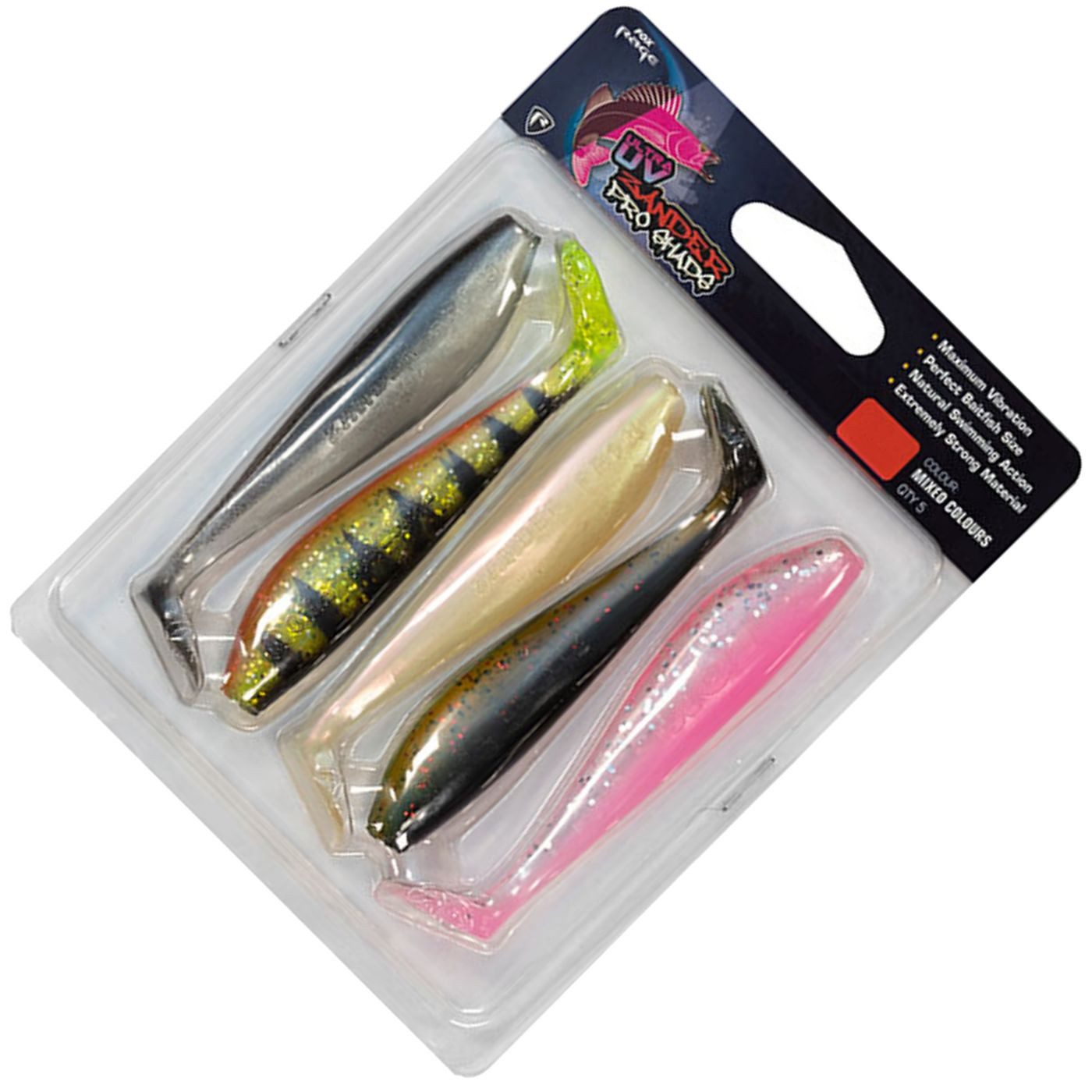 Fox Rage Kunstköder Fox Rage Zander Pro mixed UV Colour Pack - 5 Gummifische