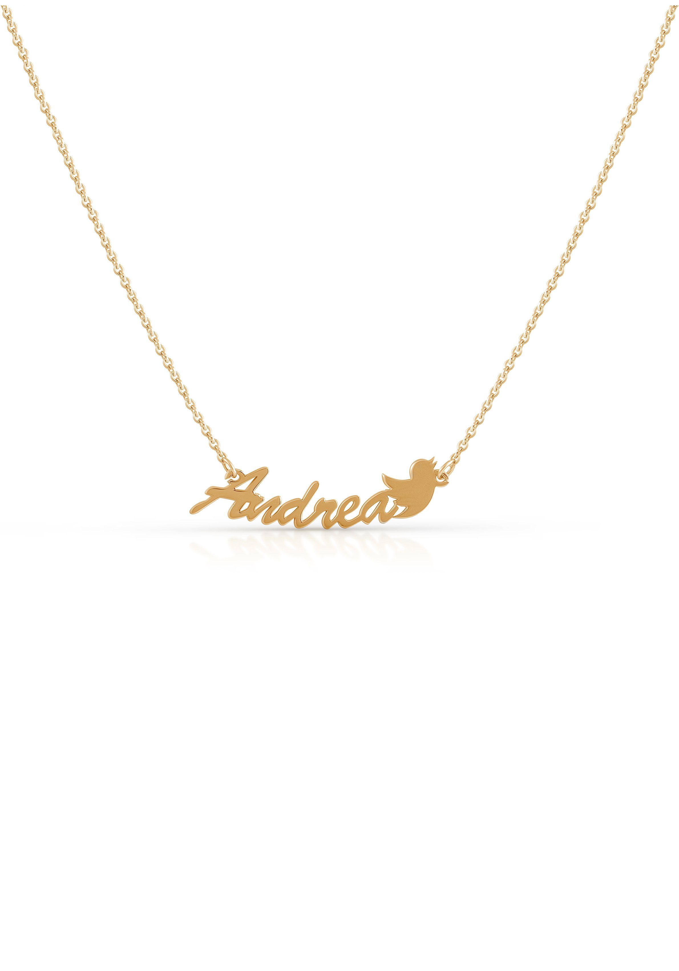 Firetti Namenskette Schmuck Geschenk Silber 925 Halskette mit deinem Namen, GRAVURwunsch per Mail, Anlass Geburtstag Valentinstag Weihnachten gelbgoldfarben