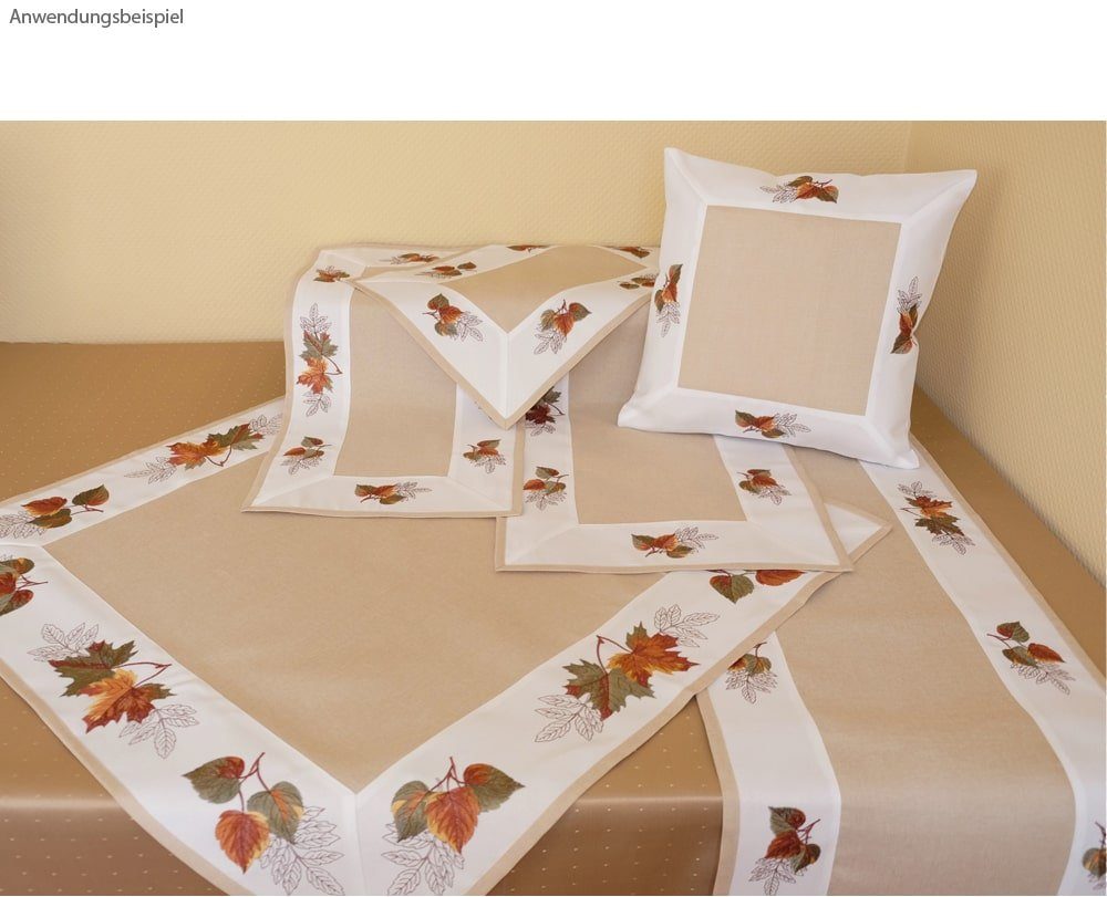 matches21 HOME & HOBBY Tischdecke Tischläufer Stick Blätter Motiv beige-bunt 40x85 cm (1-tlg)