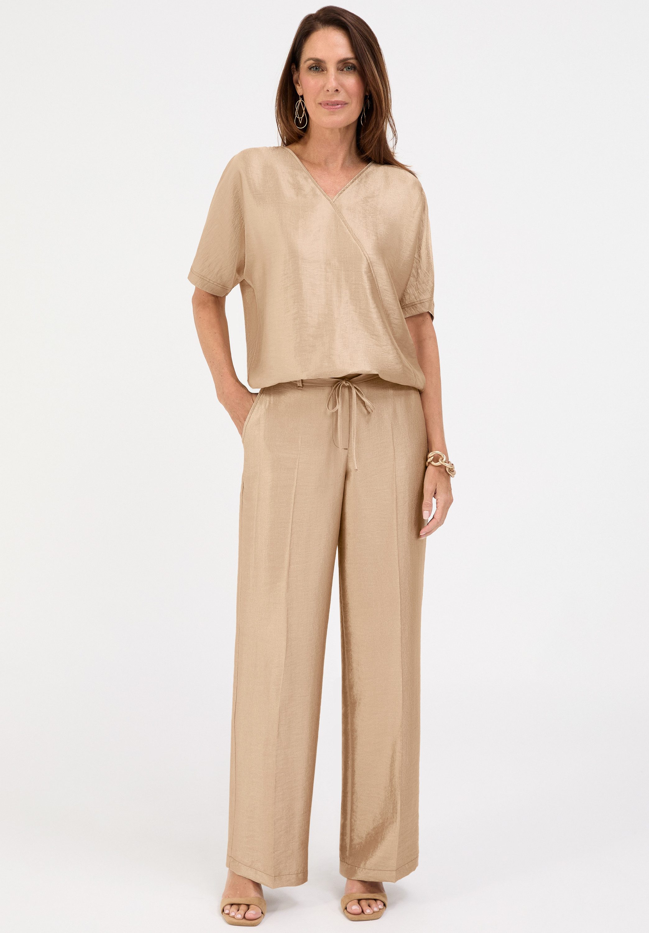 bianca Schlupfbluse WITTA in leicht strukturierter, glänzender Optik