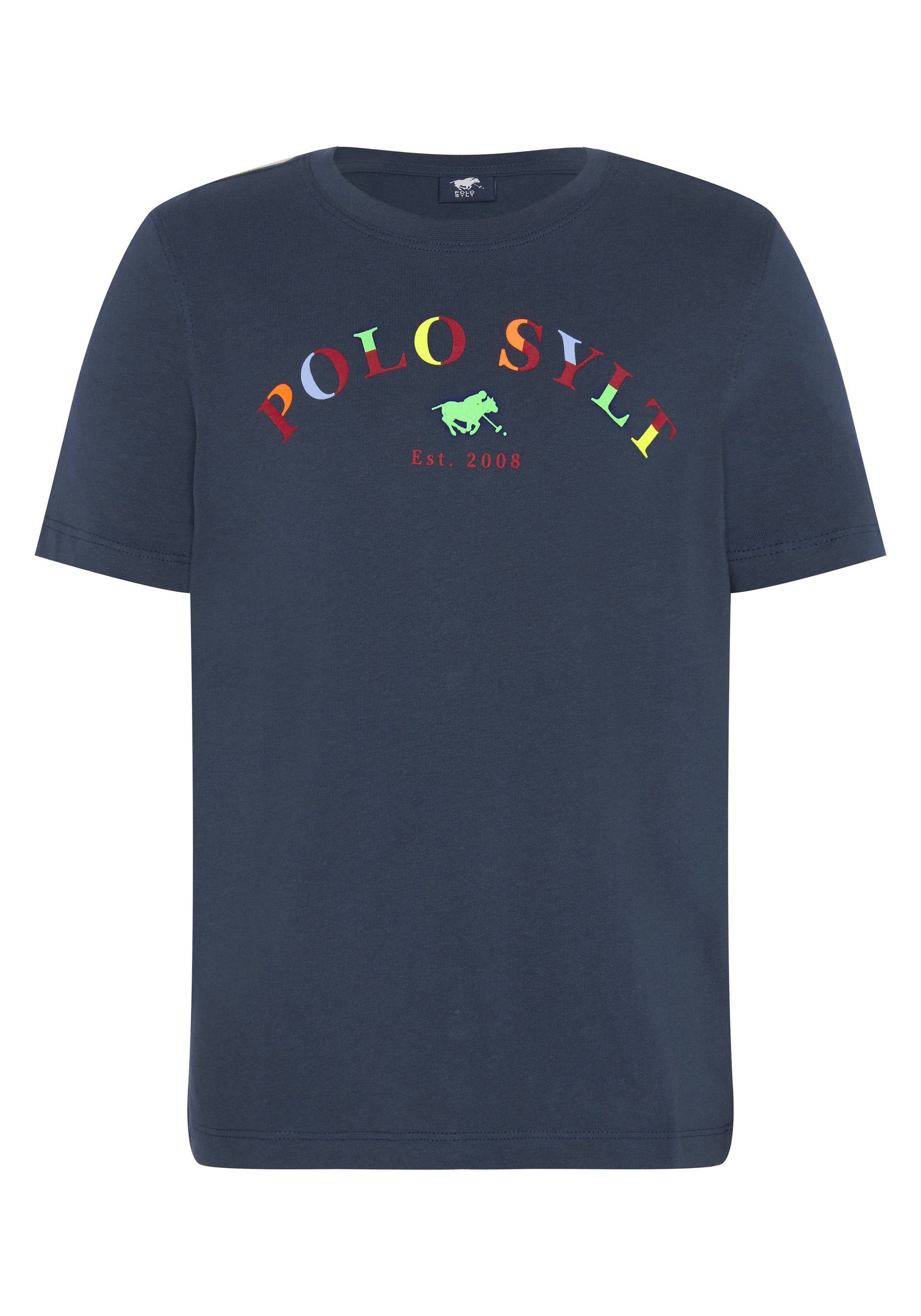 Polo Eclipse farbenfrohem 19-4010 Sylt Print-Shirt mit Total Logoprint