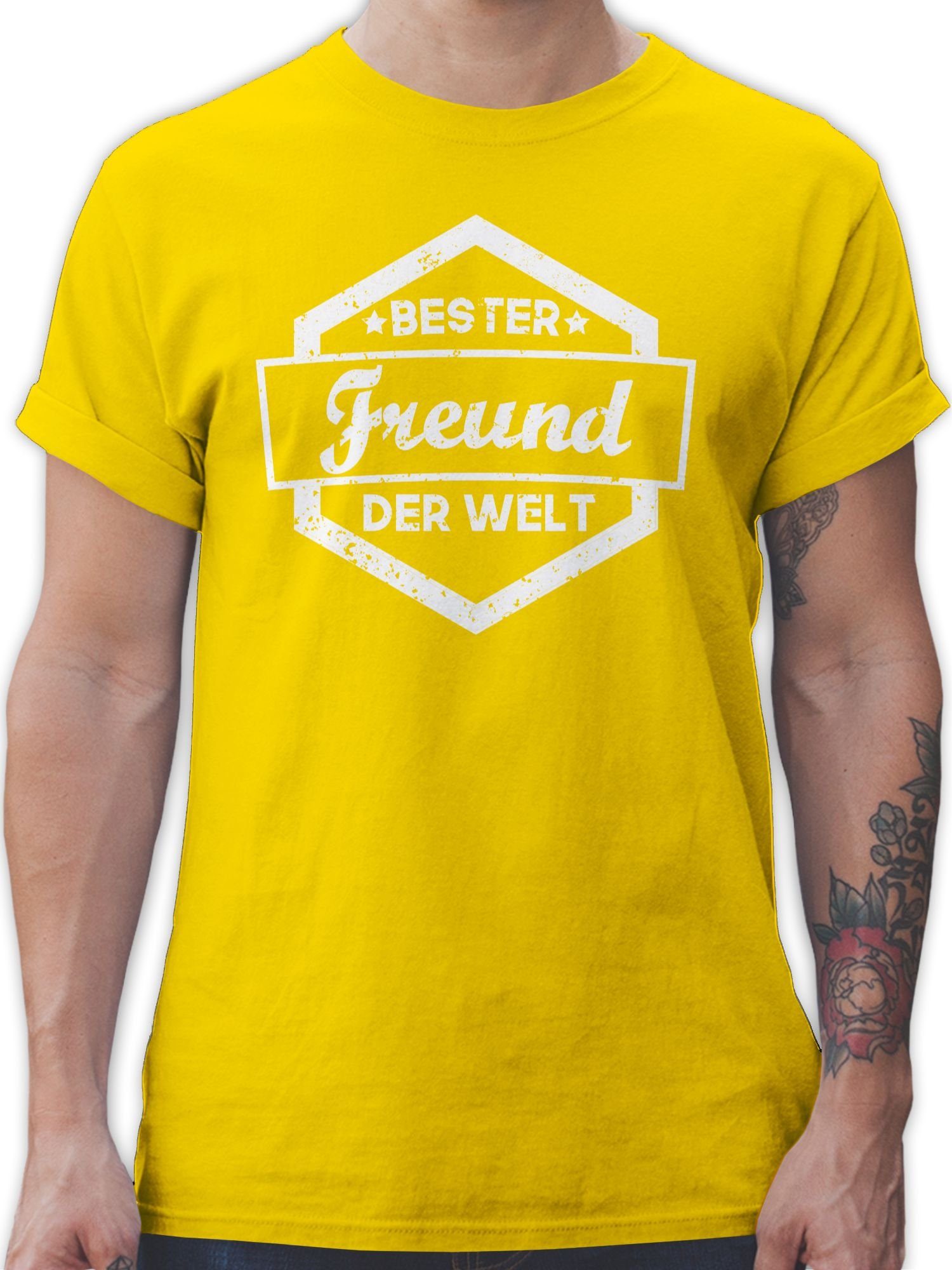 Shirtracer T-Shirt Bester Freund der Welt Sterne Partner-Look Pärchen Herren 3 Gelb