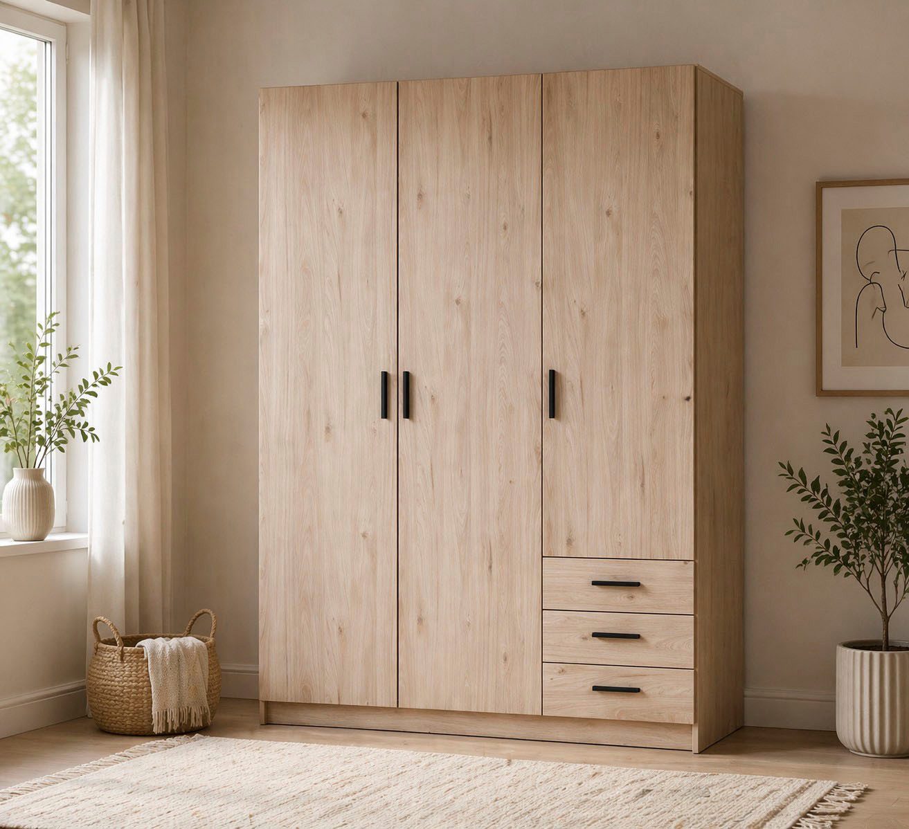 Home affaire Kleiderschrank Sprint, viel Stauraum, robuste Qualität, 3 Breiten 98, 147, 195 cm Breite 98,5/147 oder 195,5 cm, je mit Einlegeböden und Kleiderstange