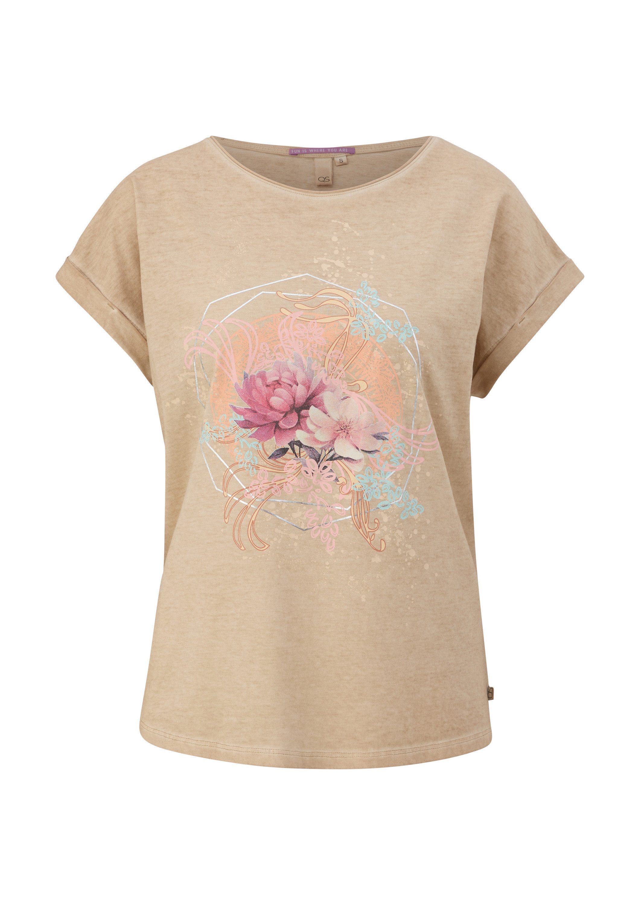 QS Kurzarmshirt T-Shirt Weiches Baumwollshirt mit Frontprint günstig online kaufen