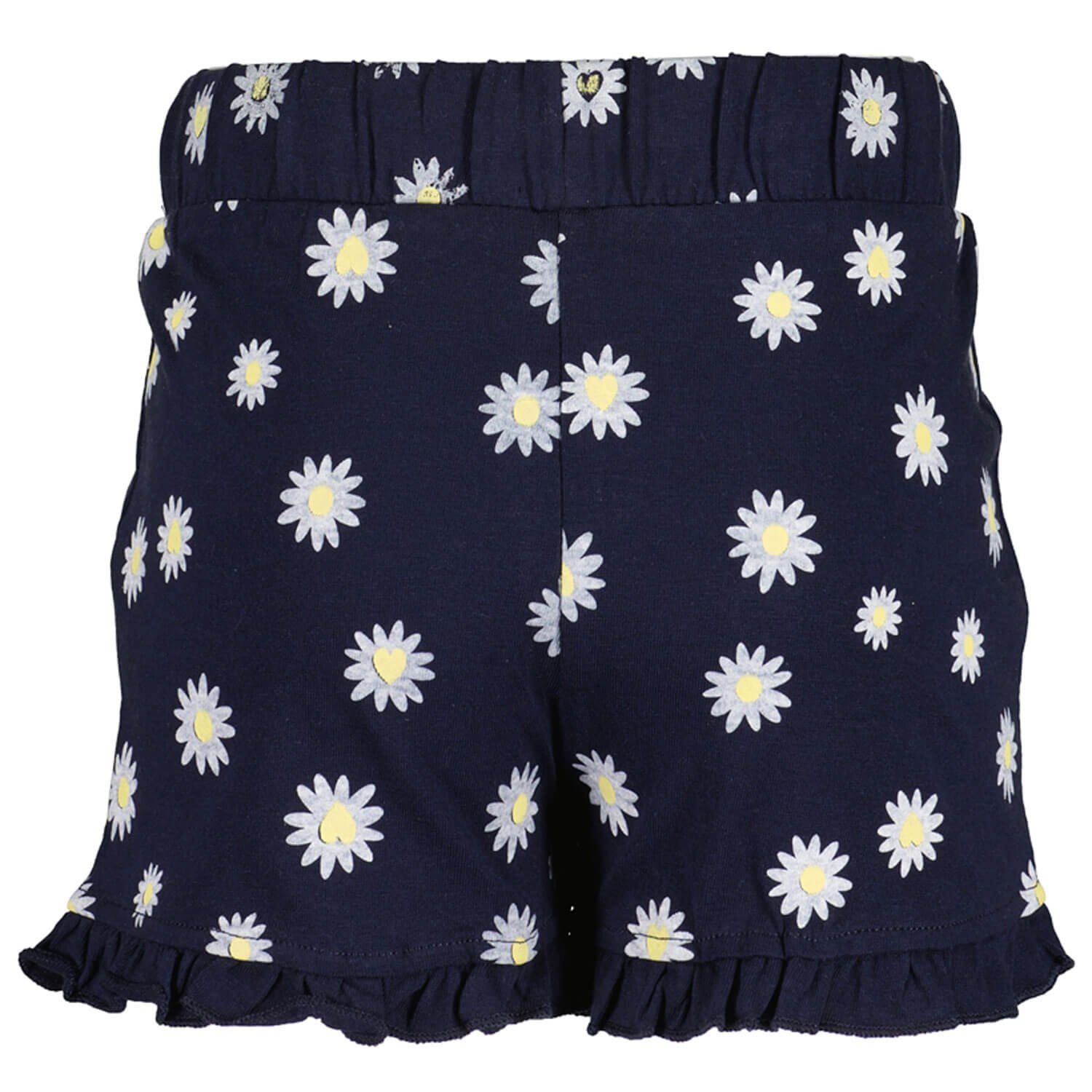 Blumen-Print Seven Kurze Kinder mit Blue Sweatshorts Mädchen dunkelblau mit Shorts Tunnelzug - Hose