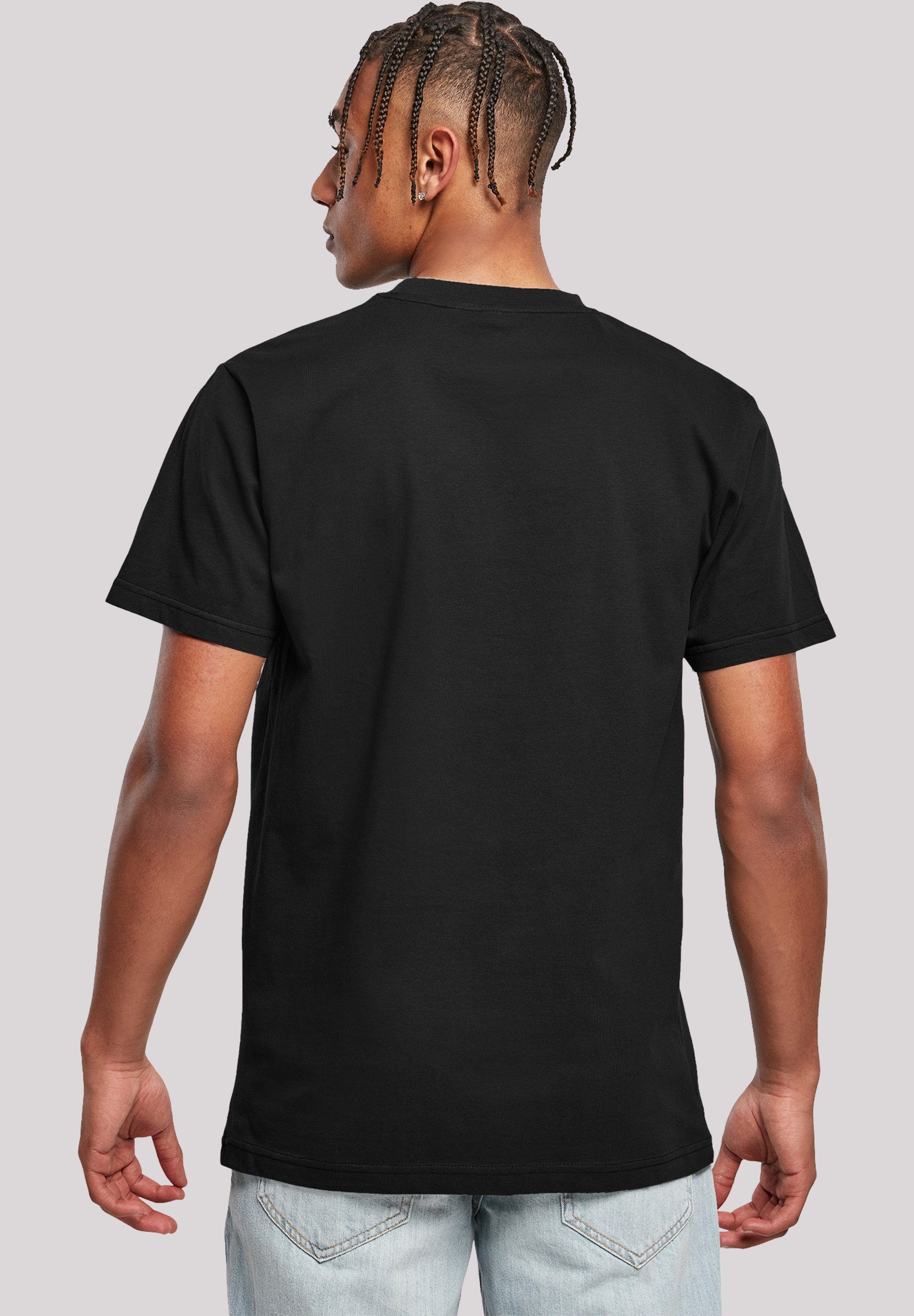 Neck (1-tlg) T-Shirt black F4NT4STIC with -BLK Gremlins and Gizmo Chest Herren Kurzarmshirt Round
