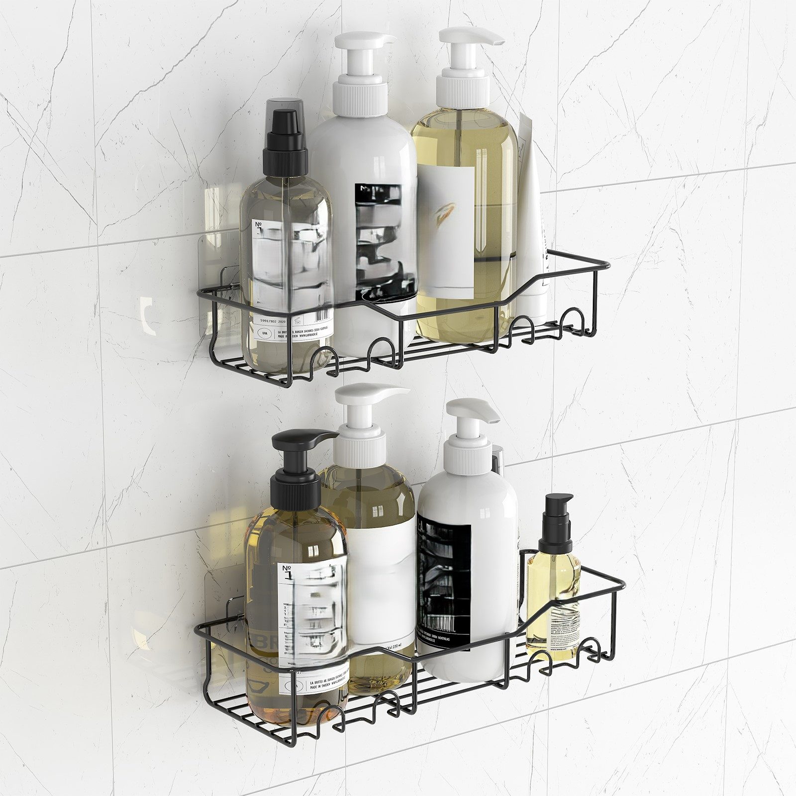 Lifewit Badaccessoire-Set 2er-Pack Duschregal, Dusch Organizer, spurlose Duschregale