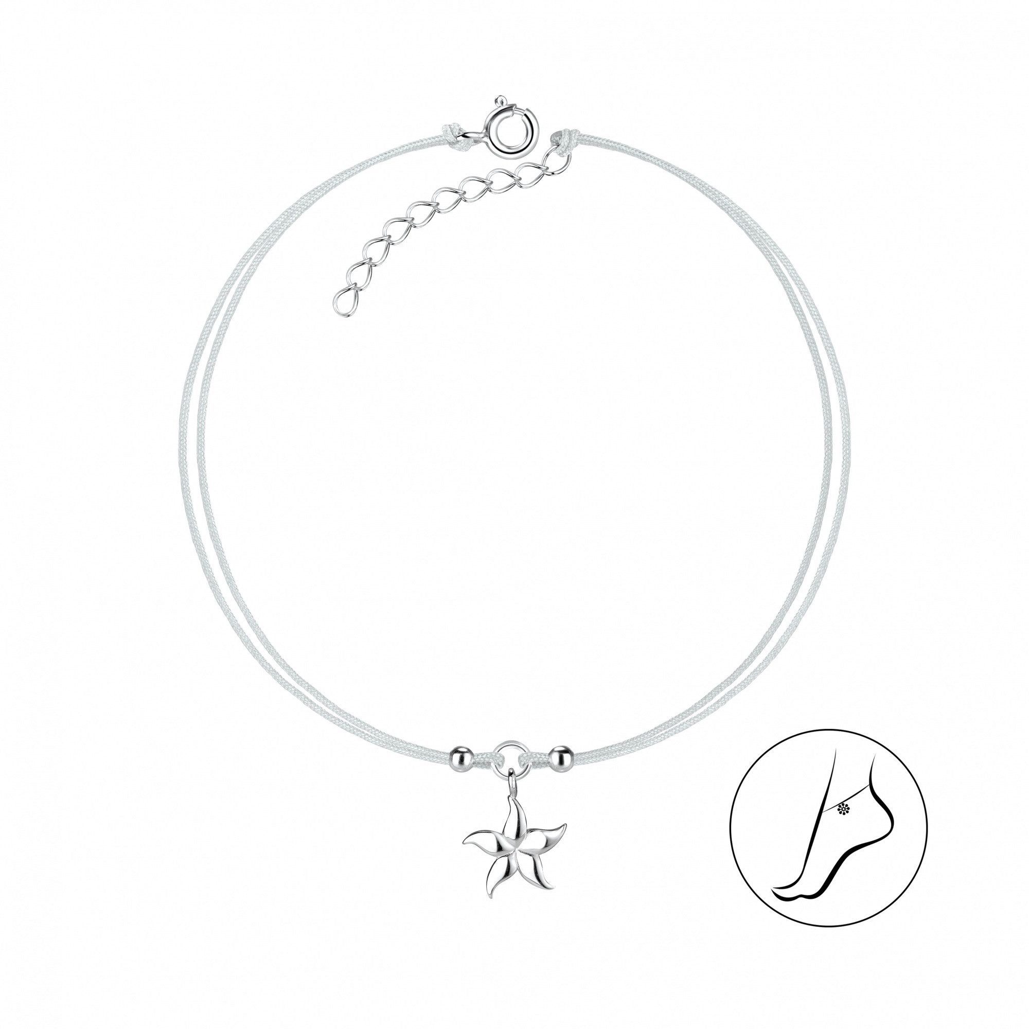 ALEXANDER YORK Fußkette mit Anhänger SEESTERN, 925 Sterling Silber