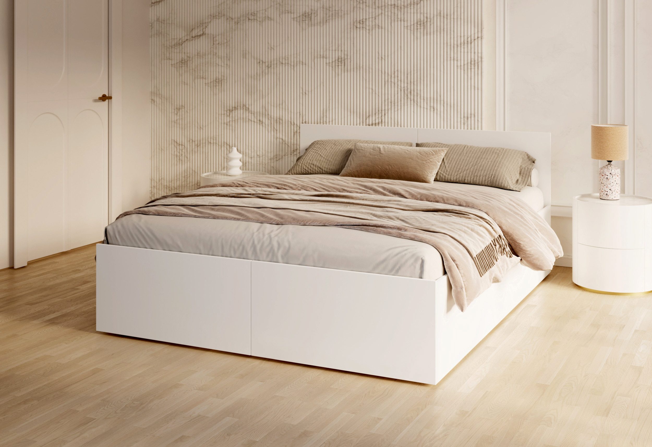 FDM Stauraumbett PANAMA PAMI Bettgestell Matratze 90x200, 120x200, 140x200, 160x200 cm, Hebbarer Holzrahmen, Bettkasten, mit/ohne Matratze