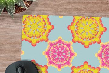 MuchoWow Gaming Mauspad Flower Power - Design - Hippie (1-St), Mousepad mit Rutschfester Unterseite, Gaming, 40x40 cm, XXL, Großes