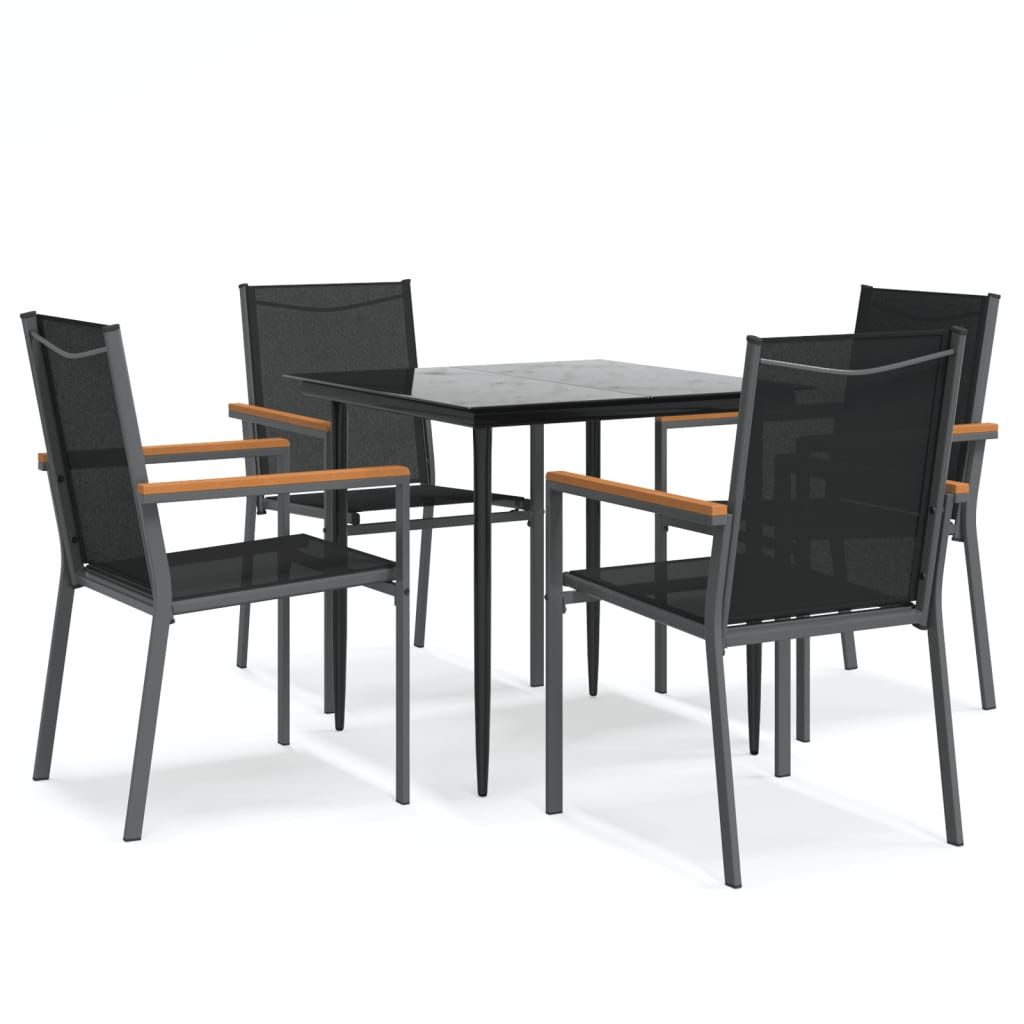 vidaXL Garten-Essgruppe 5-tlg. Garten-Essgruppe Schwarz Textilene günstig online kaufen