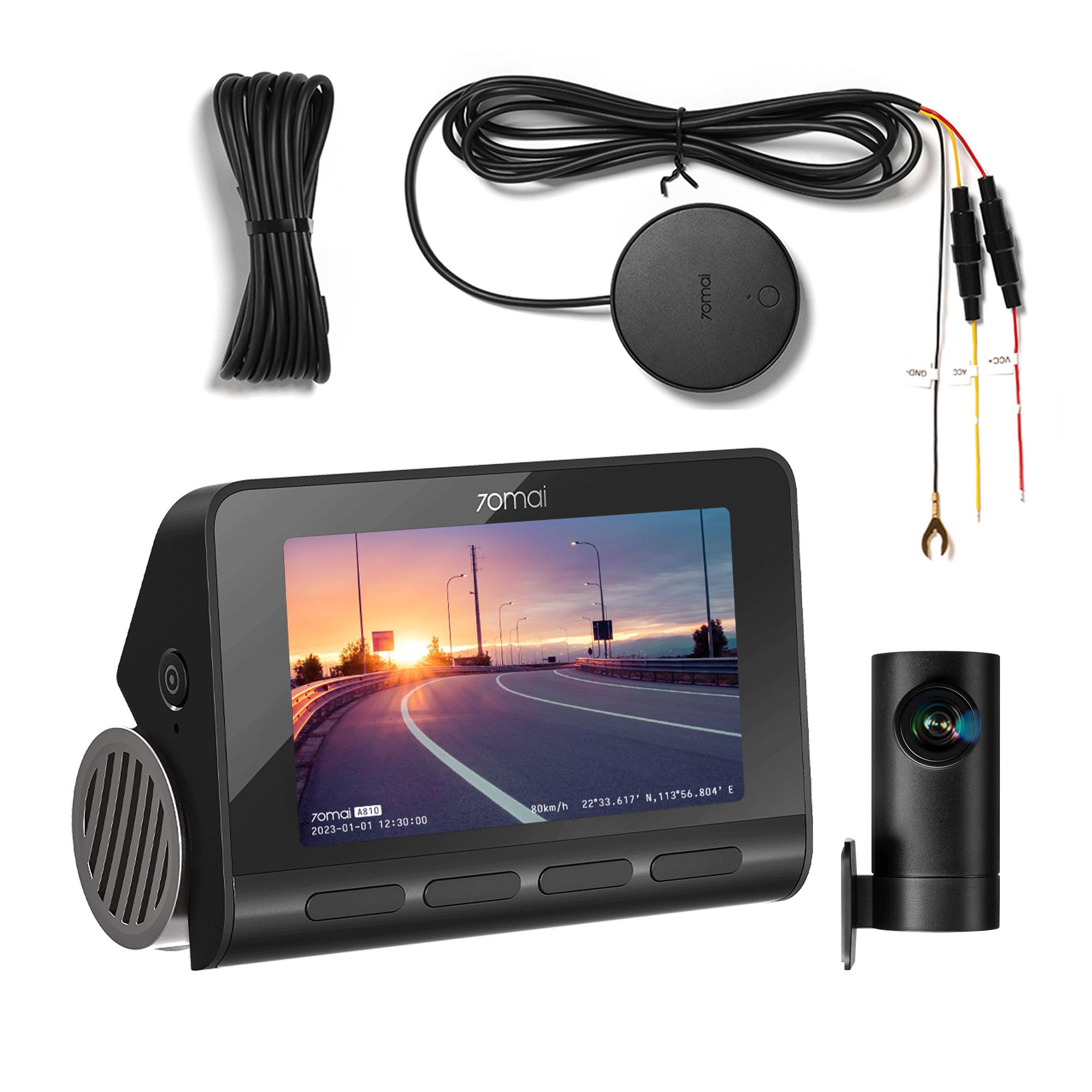 70mai A810 Dashcam Auto, Mit Starvis 2 IMX678 Bildsensor Dashcam (4K Ultra HD, WLAN (Wi-Fi), 3,0" Bildschirm, HDR, Super Nachtsicht, f/1.8, ADAS, G-Sensor, GPS)