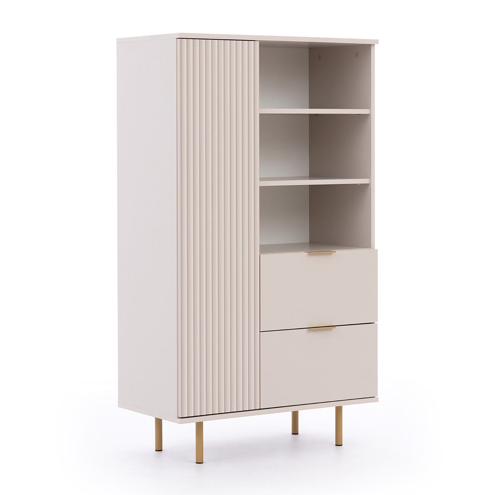 HAUSELEMENT Mehrzweckschrank NUBIA NB-04 2 Schubladen 1 Tür Vitrine Regal 80 x 140 cm Modern