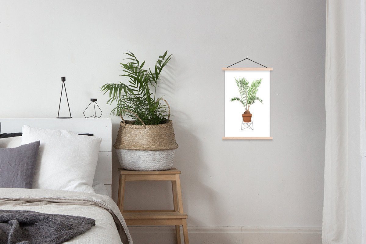 Wohnzimmer, - St), Bilderleiste, Blumentopf, Magnetisch MuchoWow (1 - für Poster Posterleiste, Pflanzen Palme Textilposter