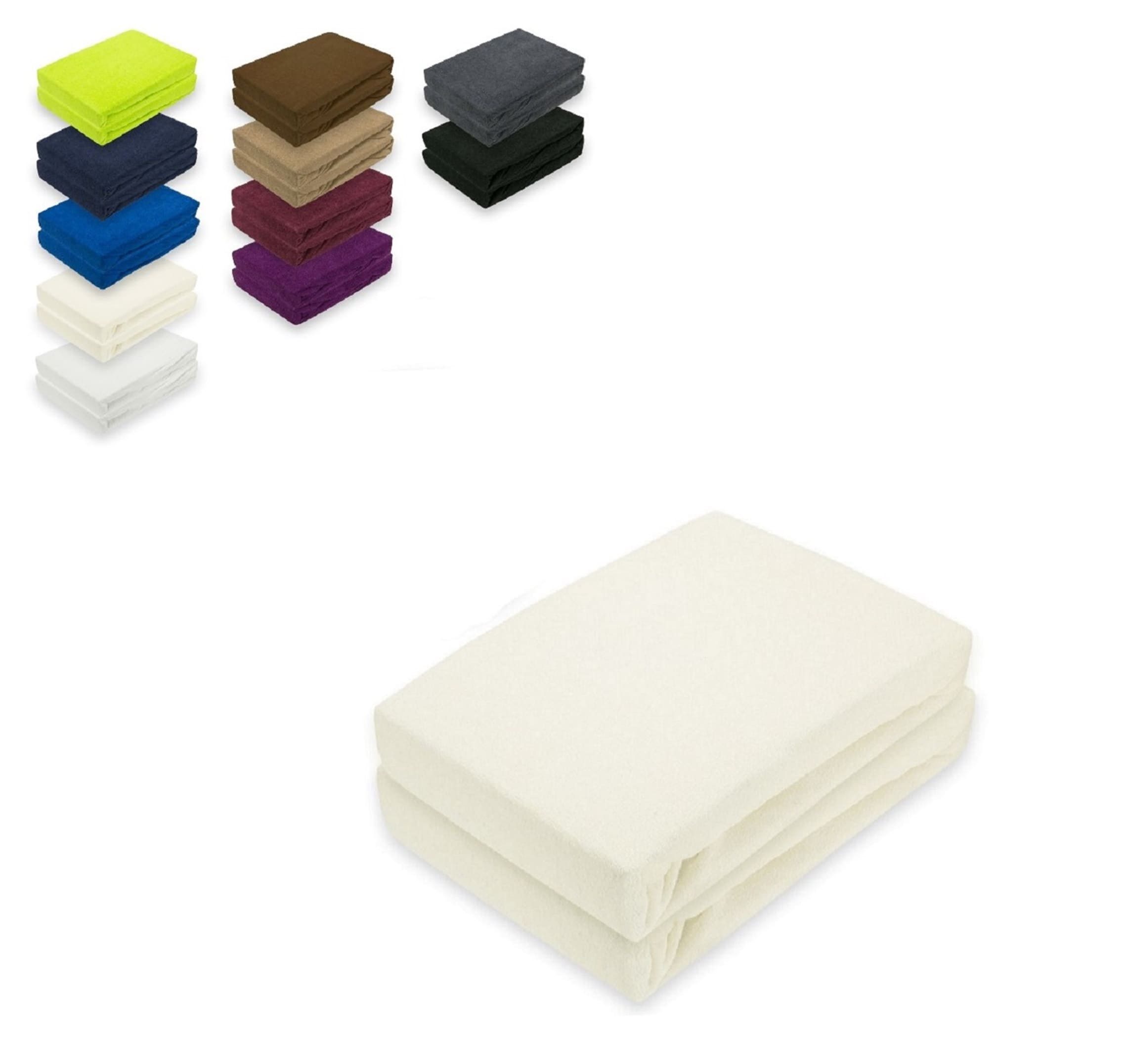 EXKLUSIV HEIMTEXTIL Spannbettlaken Doppelpack Frottee Spannbettlaken Naturweiss, Frottee, Gummizug: rundum, (2 Stück)