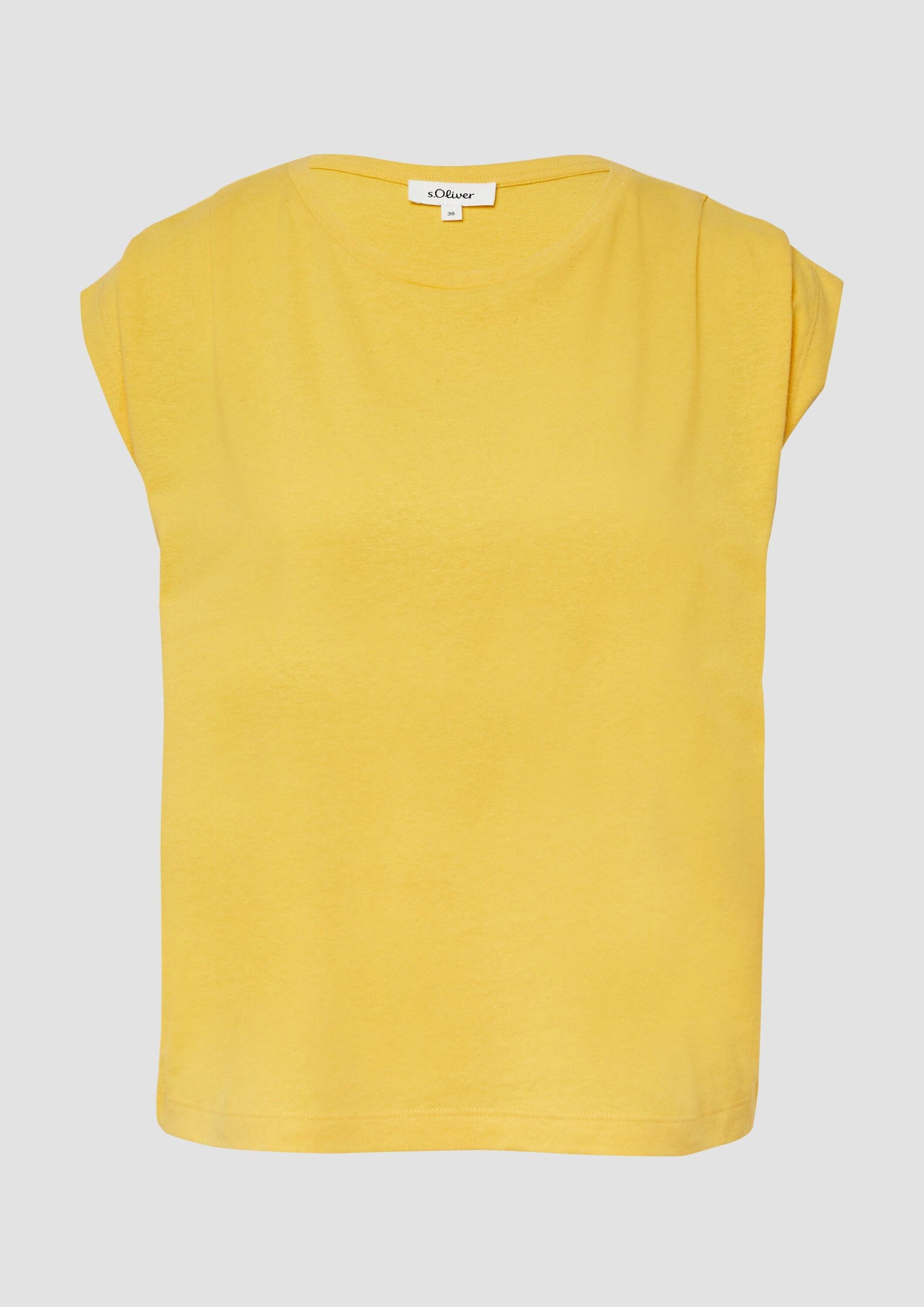 s.Oliver Kurzarmshirt T-Shirt Verkürztes T-Shirt mit Faltendetails
