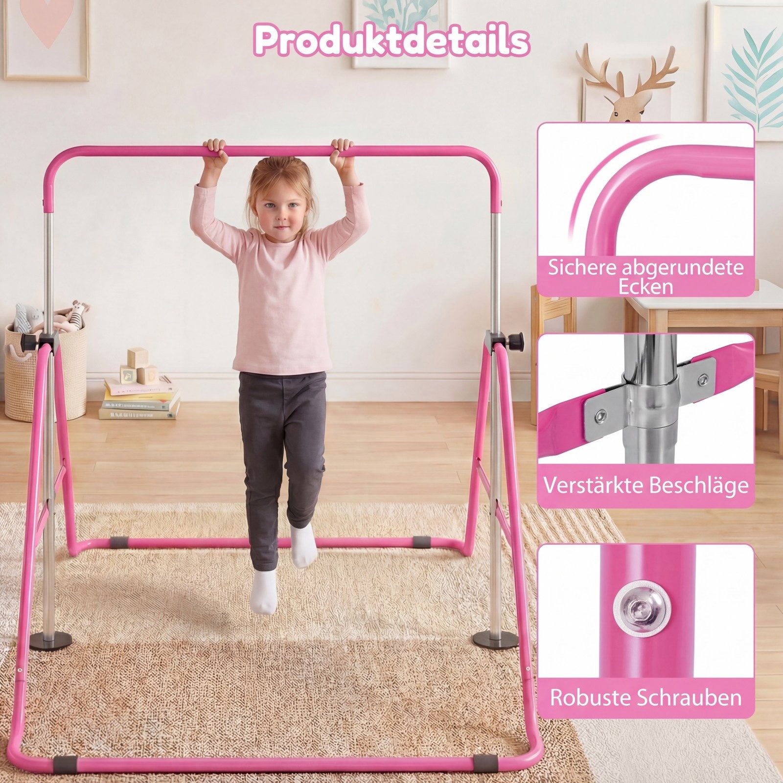 COSTWAY Turnreck, Klappbare Gymnastikstange mit rutschfester Basis