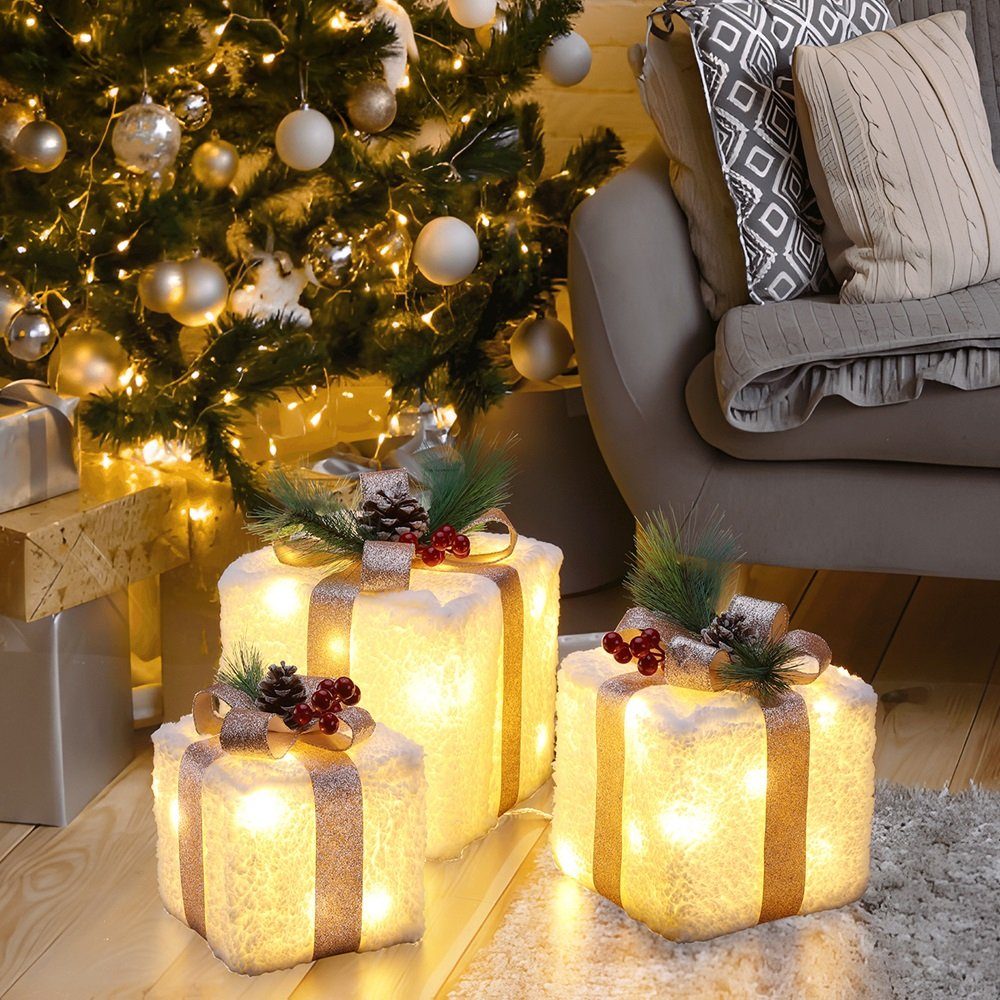 LED wechselbar, mit Weihnachtsdeko 60LED Modi, Set Tageslichtweiß, LED 3er Kaltweiß, Lichterkette, Dekolicht mit Bändern Warmweiß, Geschenkbox, Elegear 8