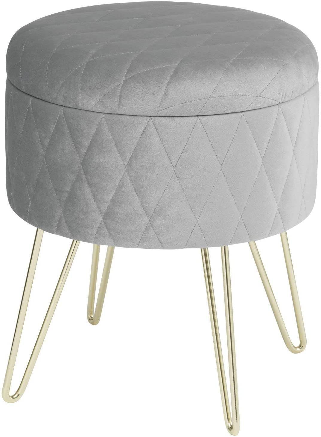 Woltu Sitzhocker, mit Stauraum, Samtstoff Golden Metallbeine, gepolstert günstig online kaufen