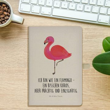 Mr. & Mrs. Panda Notizbuch Flamingo Classic - Transparent - Geschenk, Notizblock, Schreibheft, p Mr. & Mrs. Panda, Nachhaltige Baumwolle