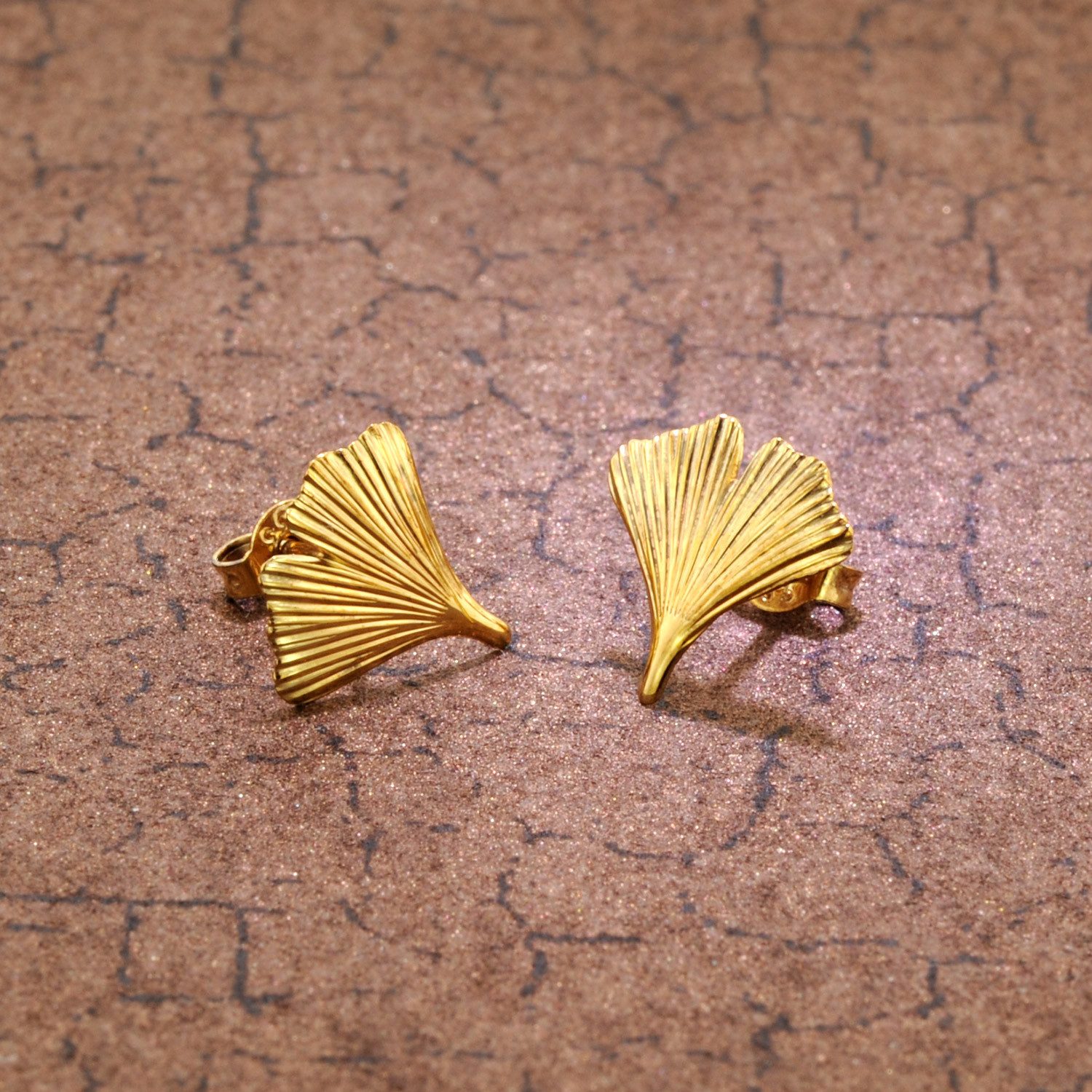 trendor Paar Ohrstecker Damen 333 Gold Ginkgo-Blatt günstig online kaufen