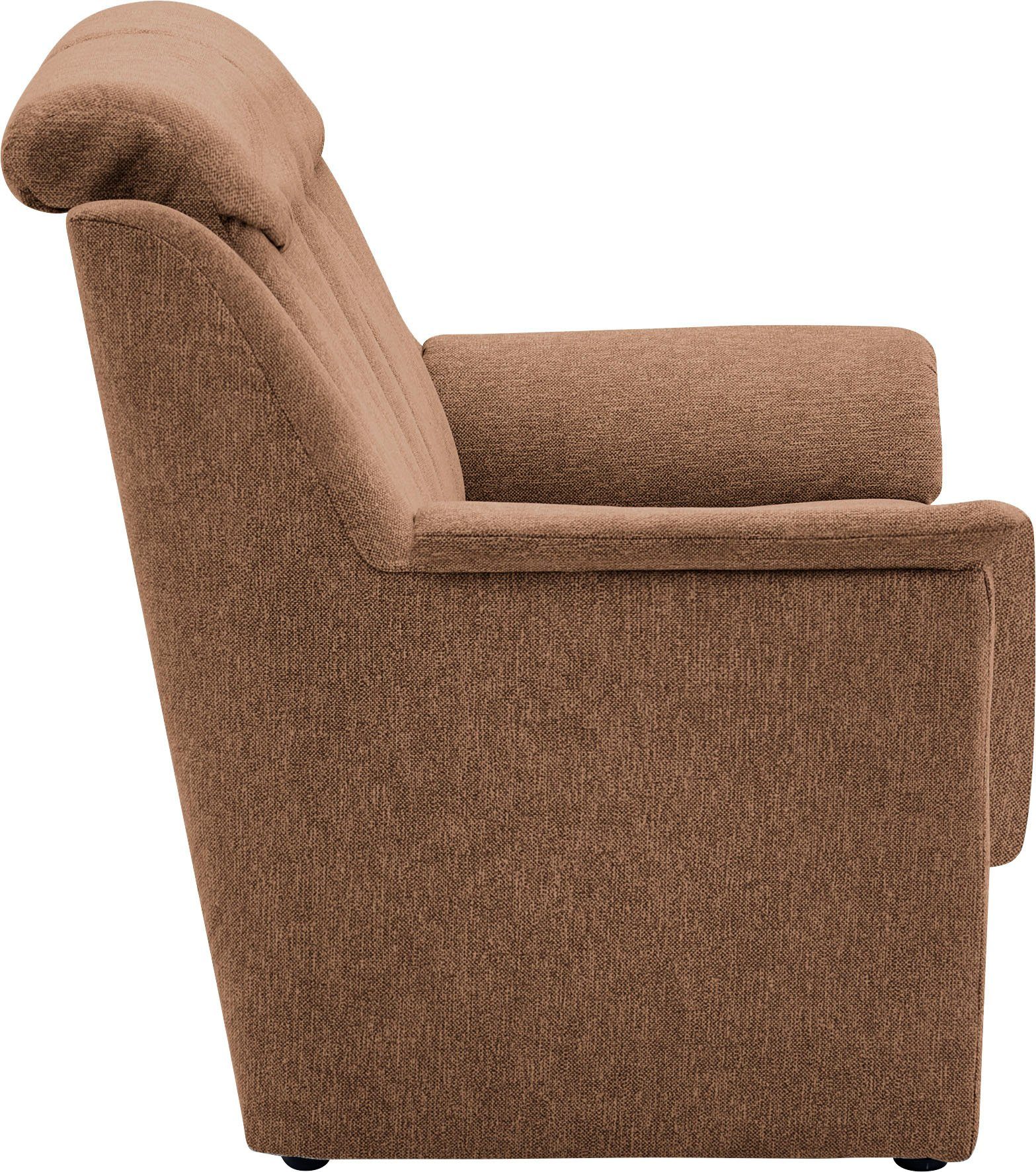 in 3-Sitzer BECK 49 3-tlg), 2x Sitzhöhe Lugano, Polstergarnitur Kopfteilverstellung, (Set, cm, Sessel und VILLA