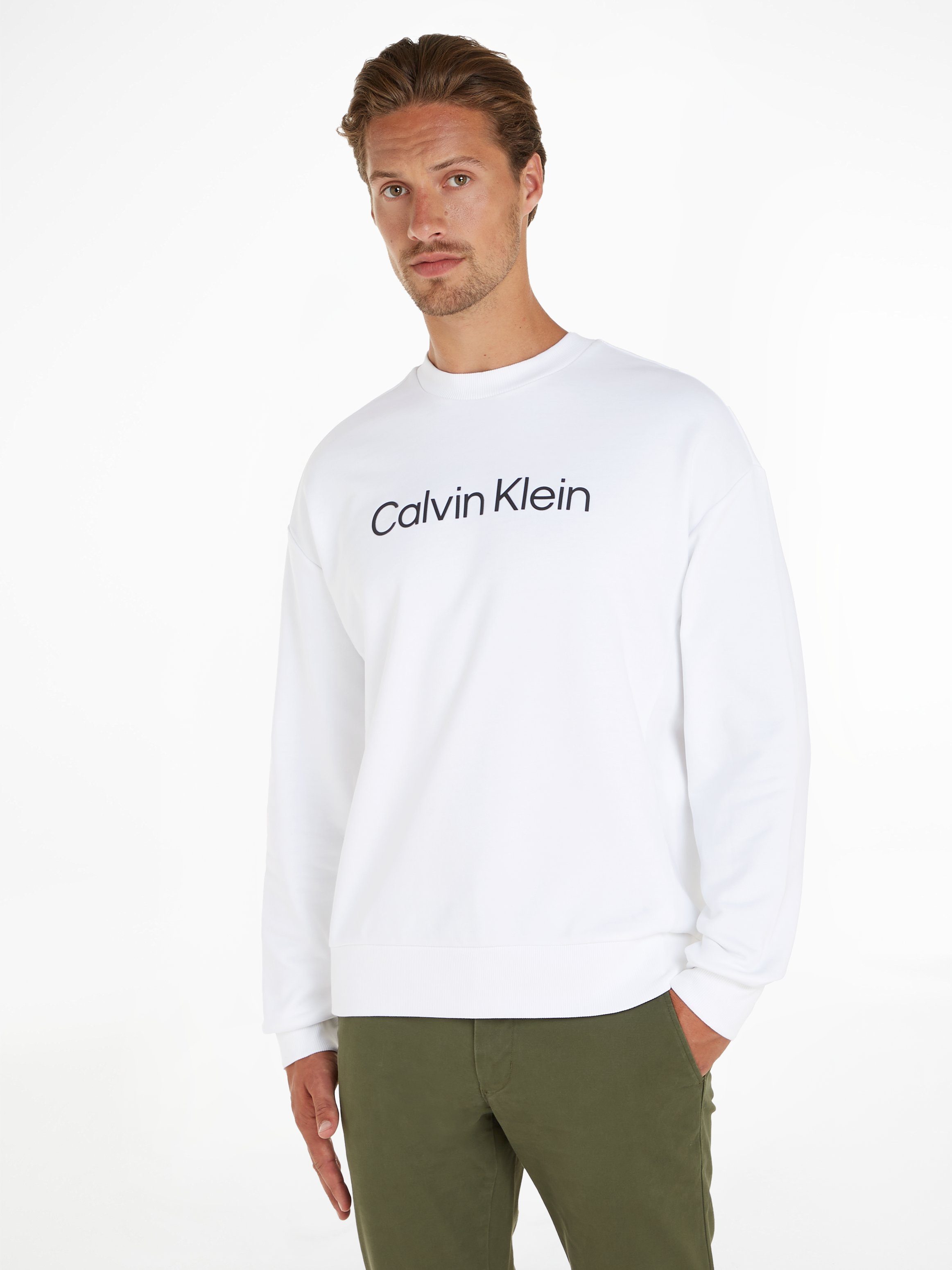 Calvin Klein Sweatshirt HERO LOGO COMFORT SWEATSHIRT mit Markenlabel Bright White