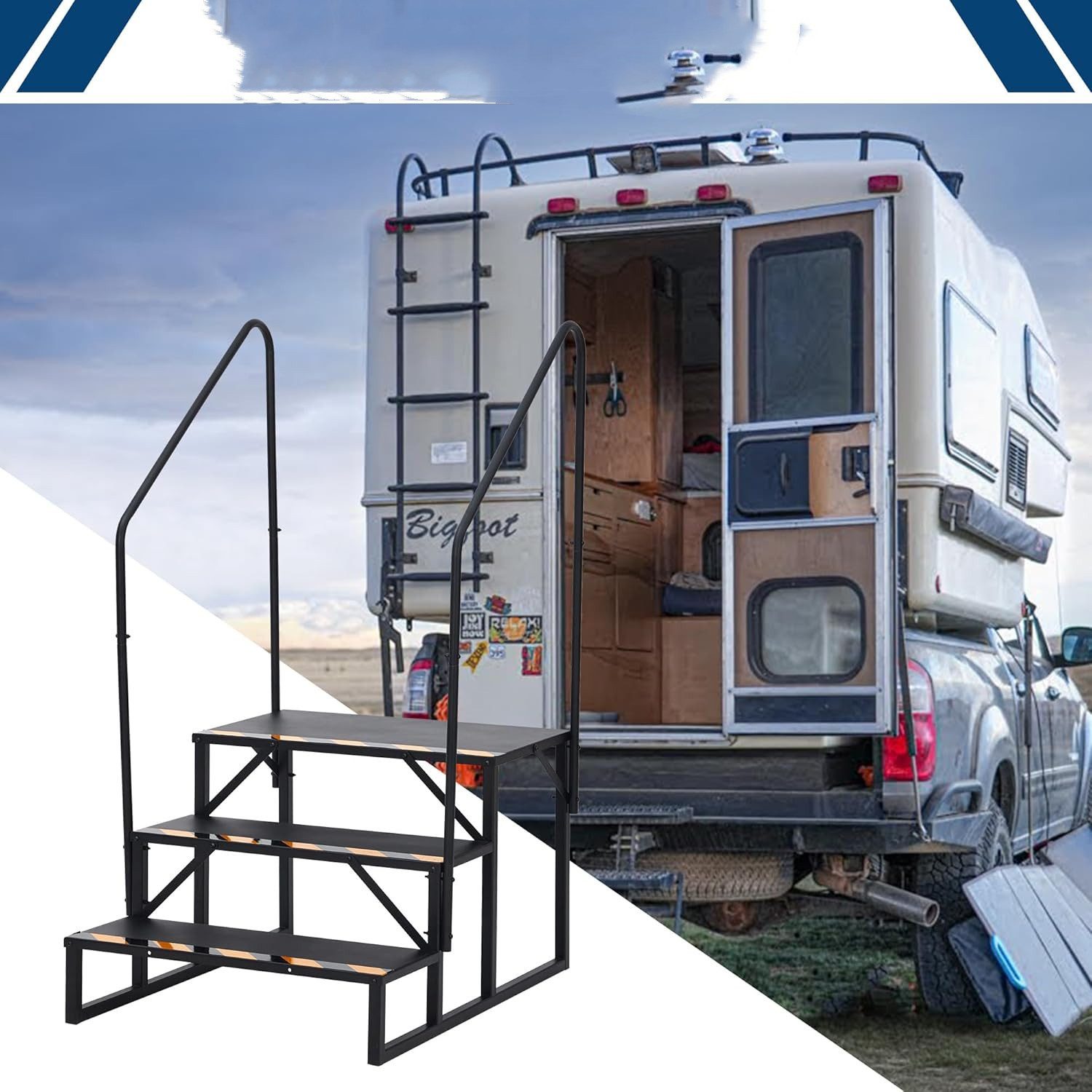 GarveeMore Treppenstufe RV Stufen, Schritte Mobile Home Leiter Tragbare Treppe