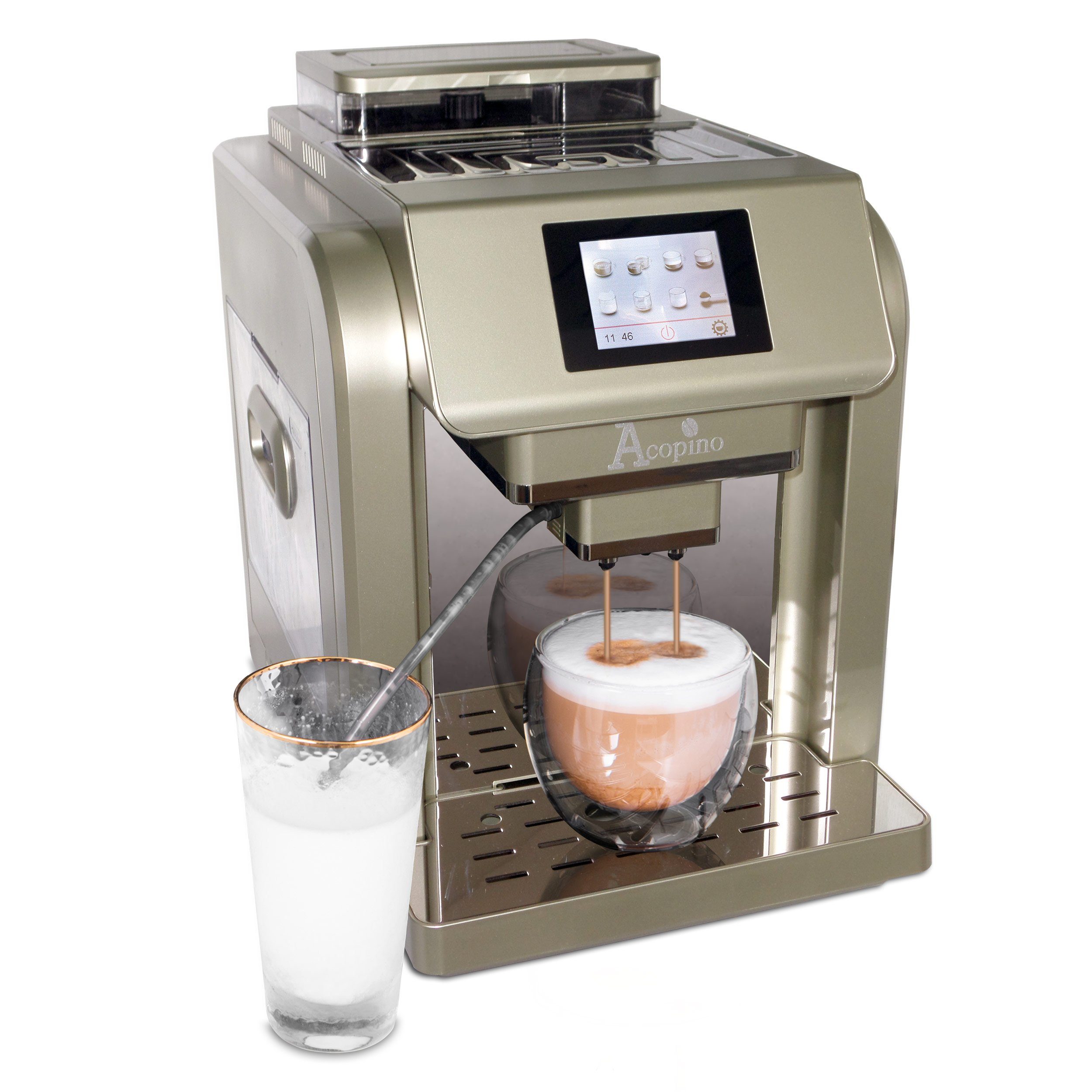 Acopino Kaffeevollautomat Monza One Touch, Besonders einfache Kaffeeherstellung durch One-Touch-Bedienung Champagner