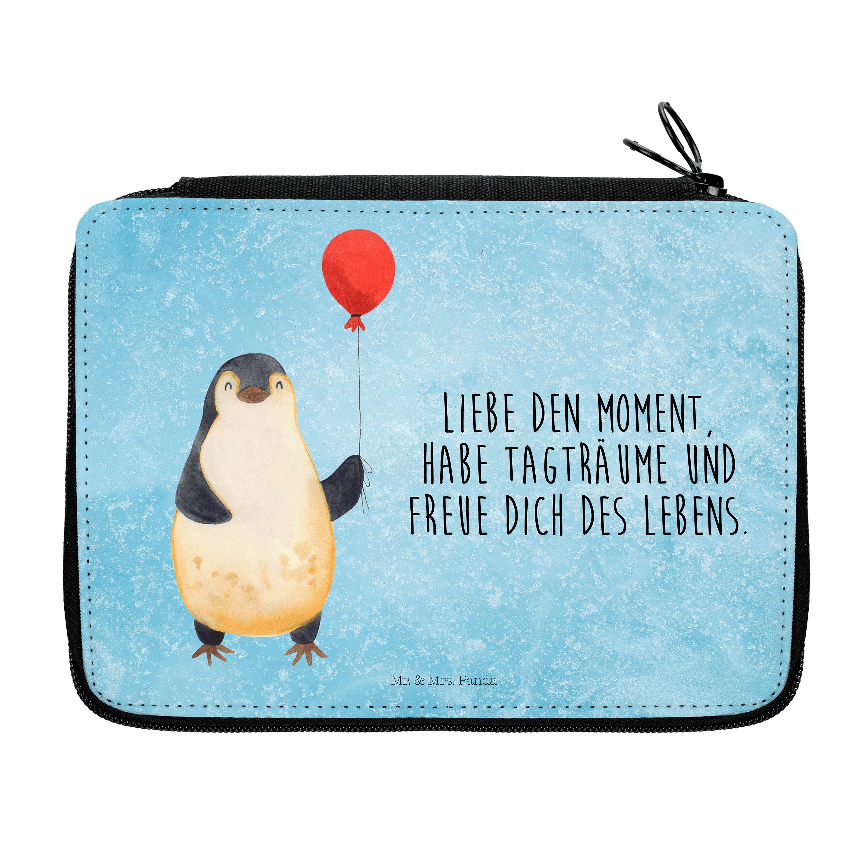 Mr. & Mrs. Panda Federmäppchen Pinguin Luftballon - Eisblau - Geschenk, Kind, Geschenk Freundin, Tag, (1-tlg)