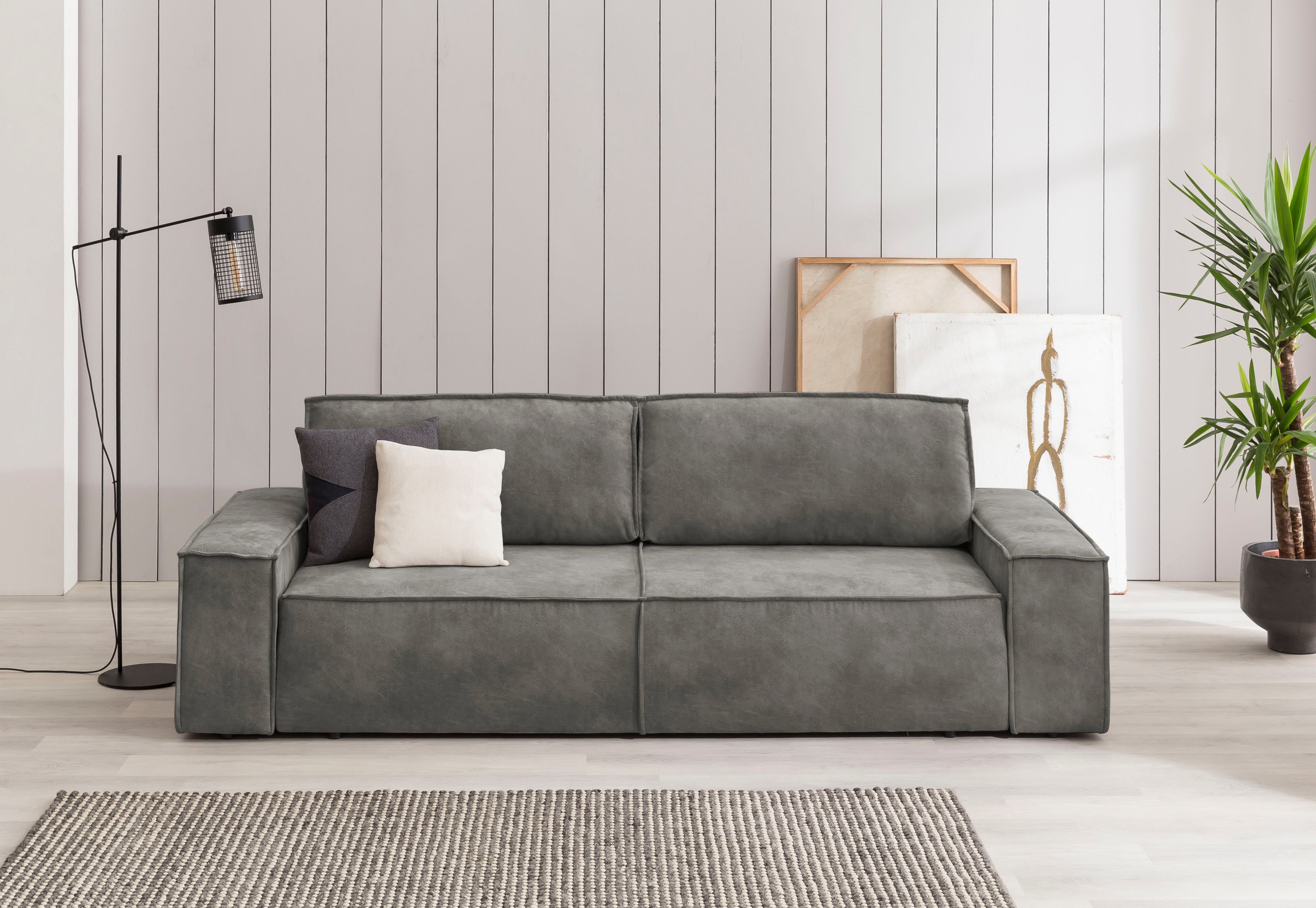 Home affaire 3-Sitzer "SHERWOOD Schlafsofa (257cm) Cord, Samtvelours, Vinta günstig online kaufen