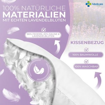 Medicate Lavendelkissen Medicate Lavendel Kopfkissen 40x80 cm, 1-tlg., Mit Lavendelblüten, Waschbar, Allergikergeeignet