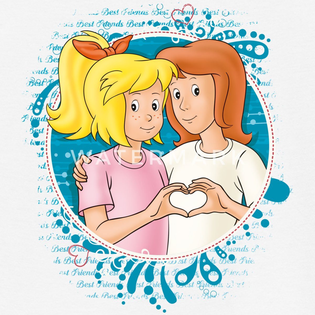 Spreadshirt T-Shirt Bibi Und Tina Zeichen Der Freundschaft Herz Teenager T-Shirt (1-tlg)
