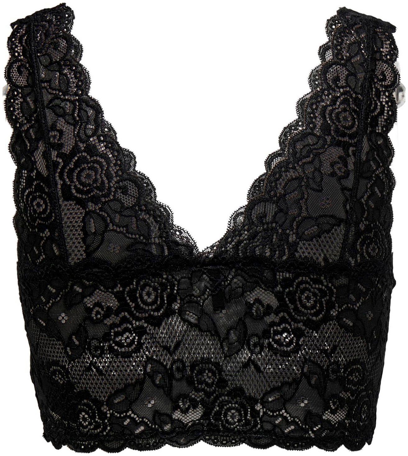 ONLY Spitzentop ONLCHLOE – Spitzen-Bra mit gepolsterten Cups und Stretch regular fit, feminin, Spitze, Kunstfaser, V-Ausschnitt
