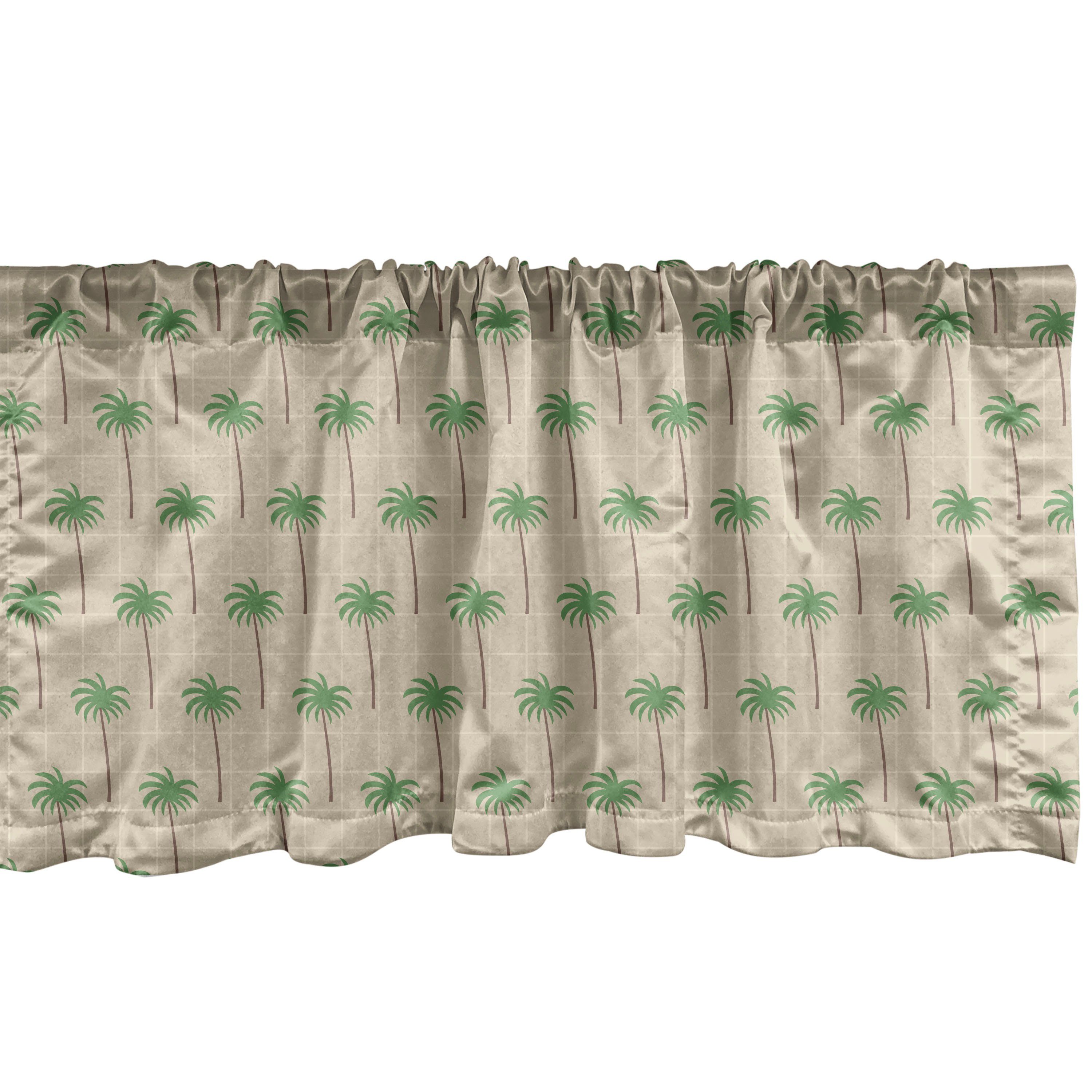 Scheibengardine Vorhang Volant für Küche Schlafzimmer Dekor mit Stangentasche, Abakuhaus, Microfaser, Palmen Grid Zusammensetzung Palm