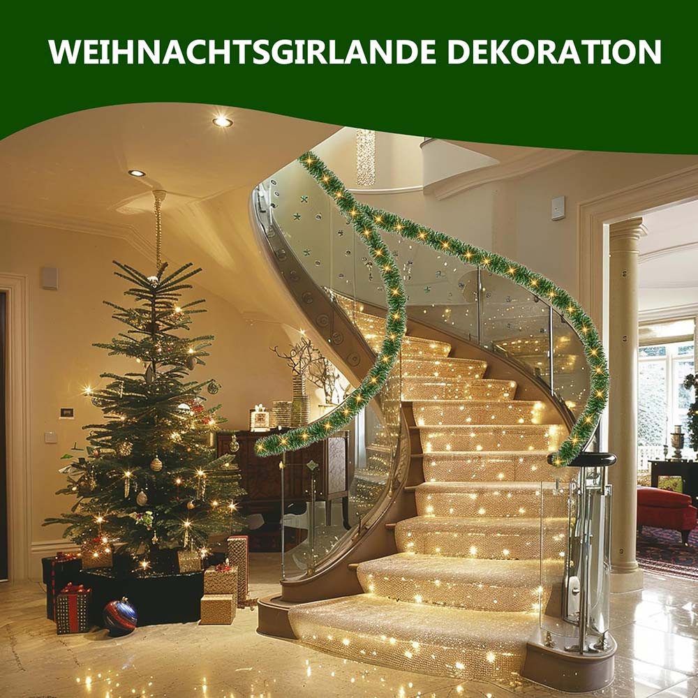 Jibenhome LED-Girlande 50 LEDs Kunstgirlande Weihnachtsgirlande, 8 Modi, Ba günstig online kaufen