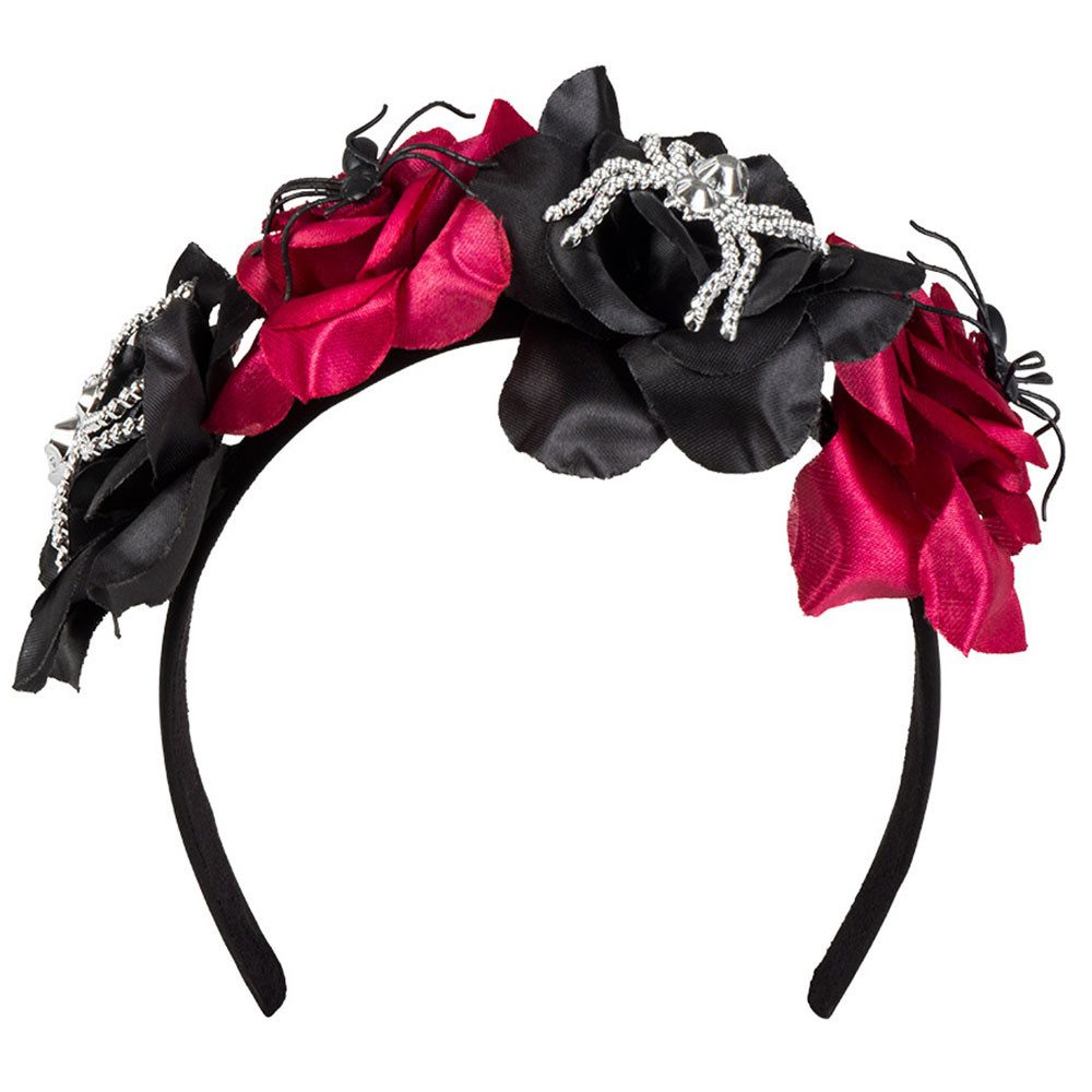 Kostüm Haarreif Tiara mit Blumen und Spinne
