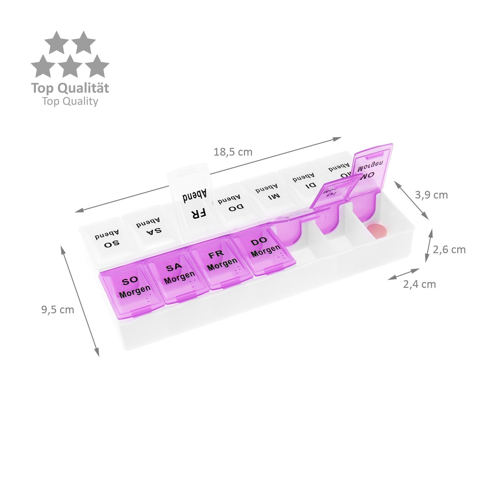 Wellgro Pillendose Tablettenbox für 7 Tage mit je 2 Fächer pro Tag