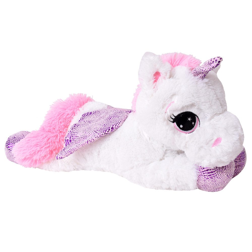 TE-Trend Kuscheltier Einhorn 45 cm Plüschtier Kuschelpferd Stofftier weiß (1-St), mit Glitzer Details