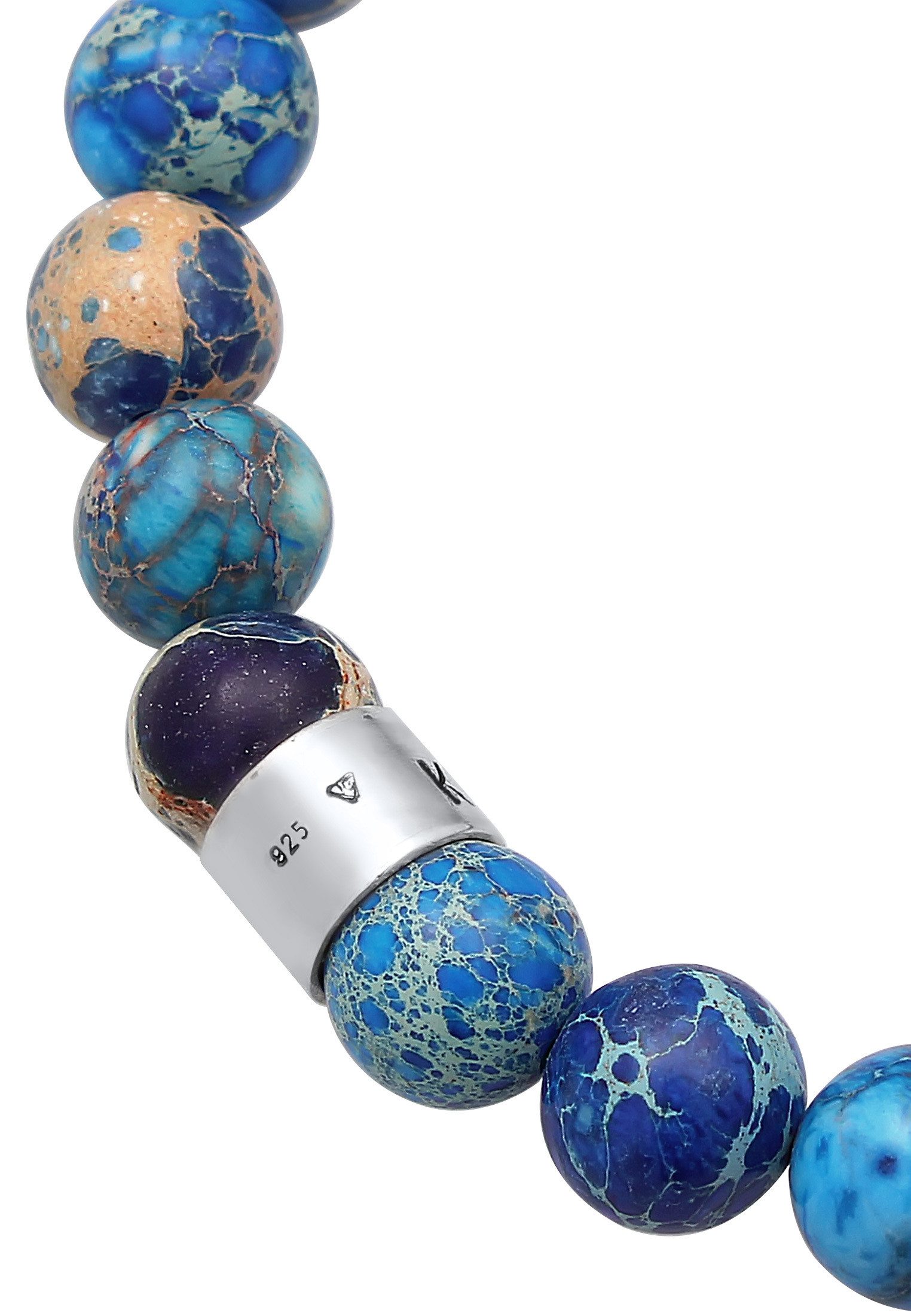 Kuzzoi Bead-Armband-Set Herren Achat Perlen Blau Beads 925 Silber