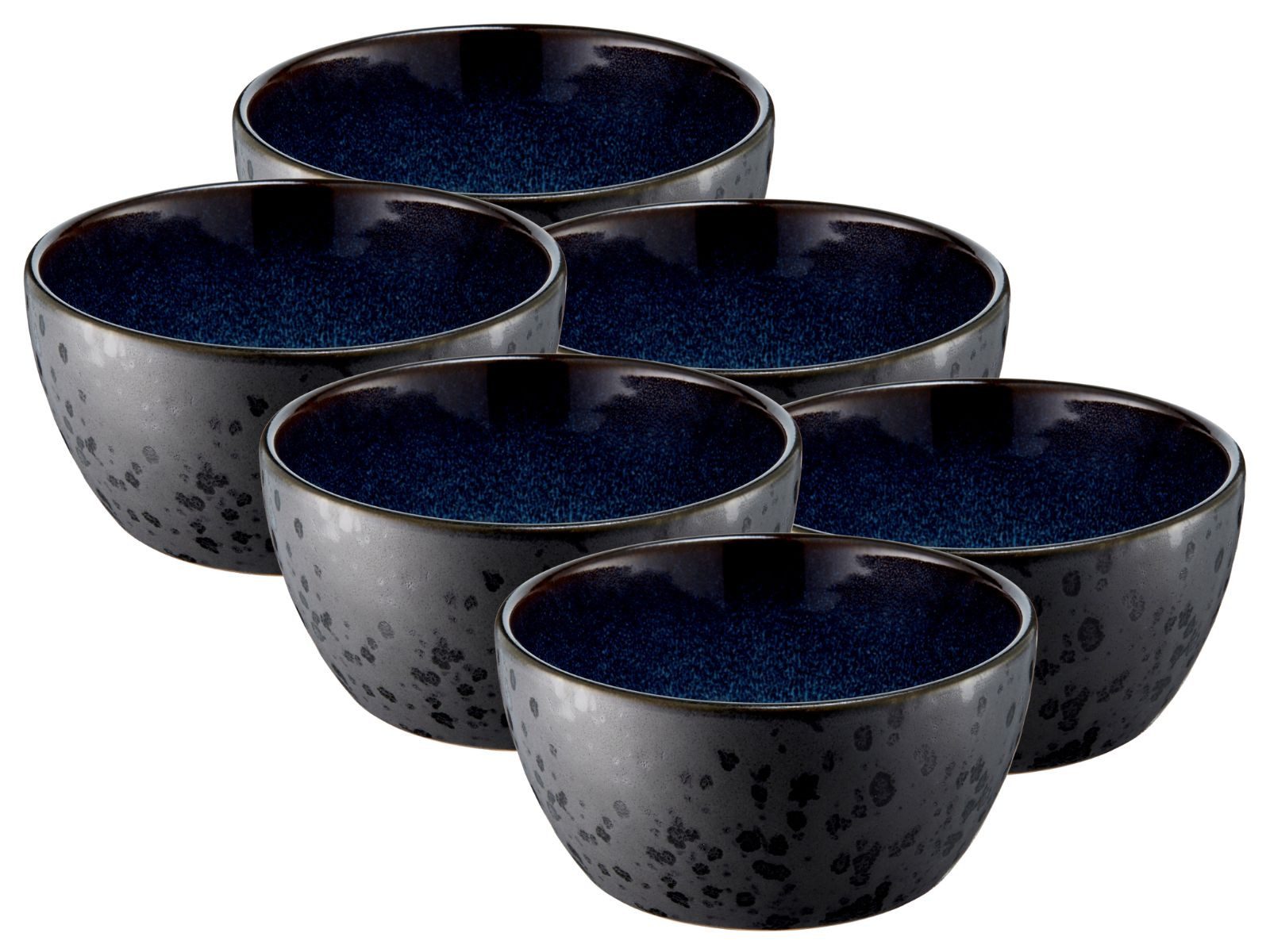 Geschirr-Set Bowl matt black / shiny dark blue 12 cm Set6