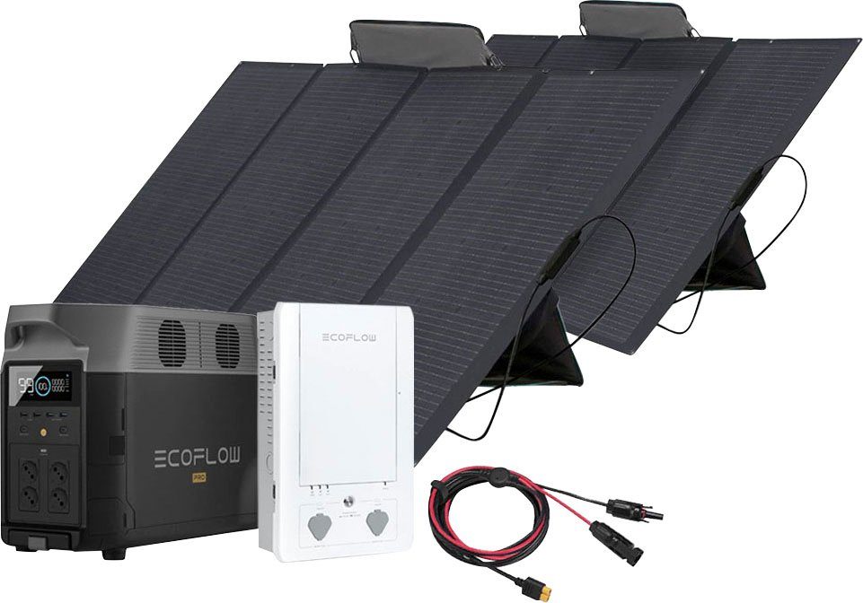 Ecoflow Solaranlage Delta Pro Powerstation 3,6kWh 2 x 400W Ecoflow Solarpanel, 400 W, Monokristallin, (Spar-Set), mit Smart Home Panel, Plug and play