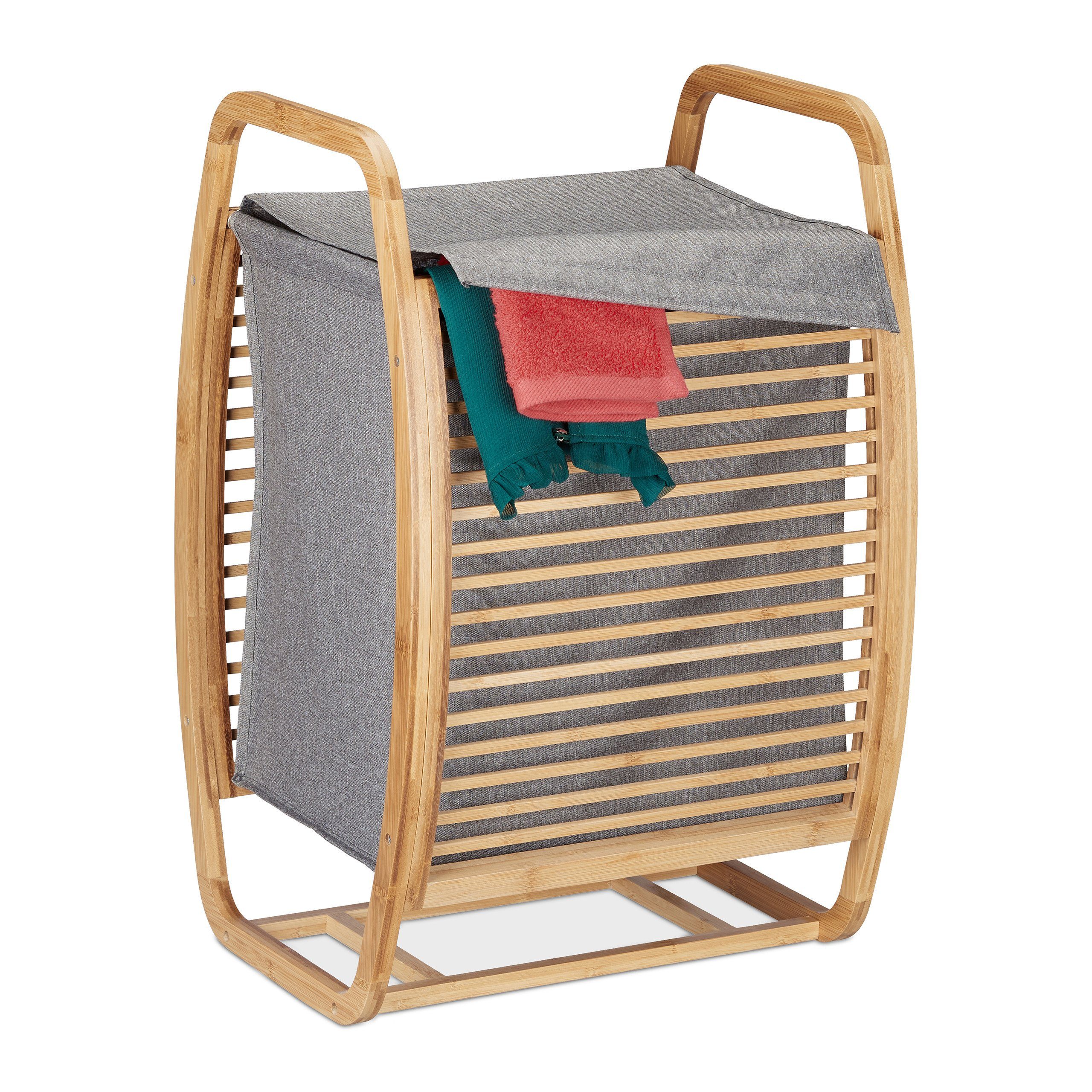 relaxdays Wäschekorb »Bambus Wäschekorb mit Deckel«, Grau online kaufen |  OTTO